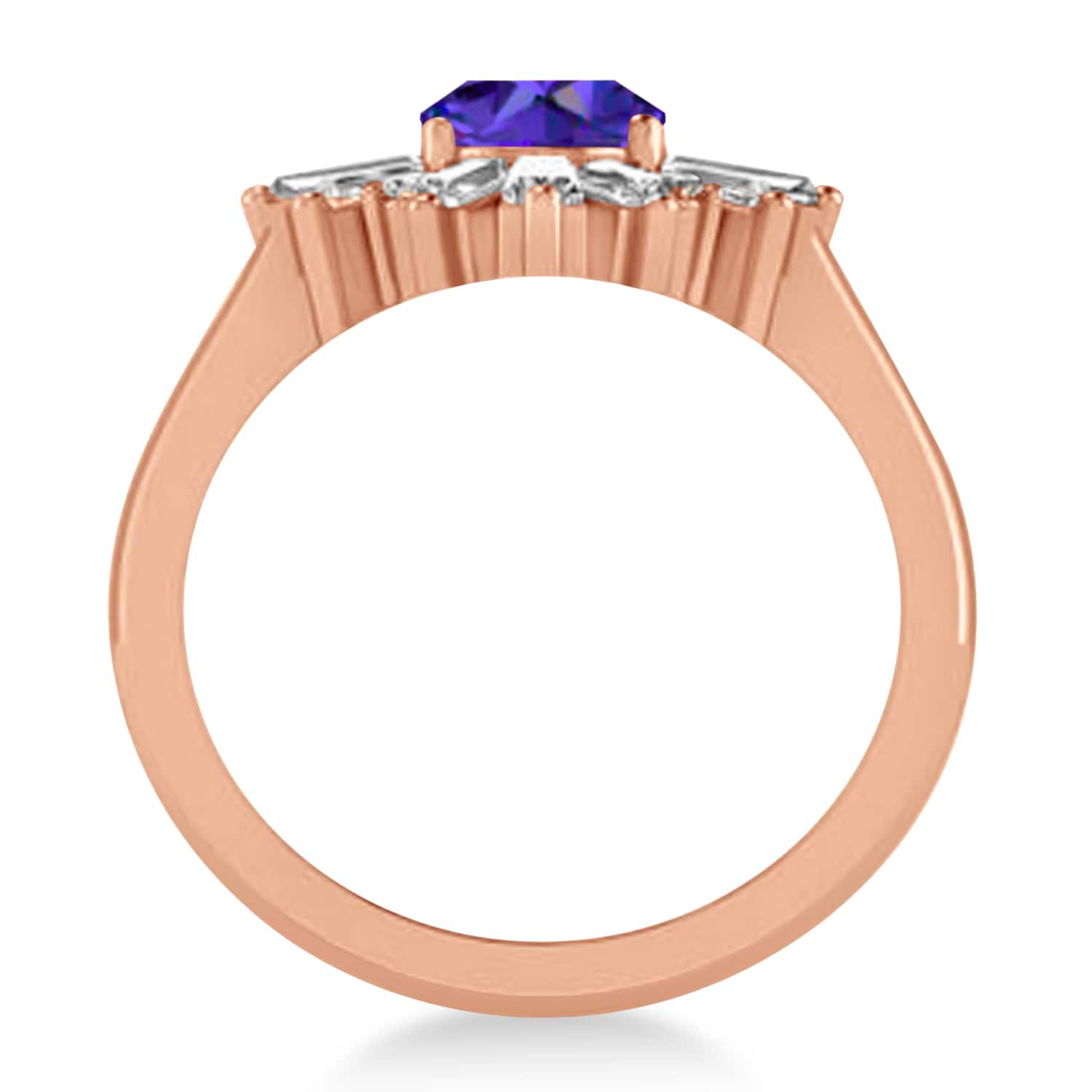 Tanzanite & Diamond Oval Cut Ballerina Engagement Ring 14k Rose Gold (3.06 ctw)