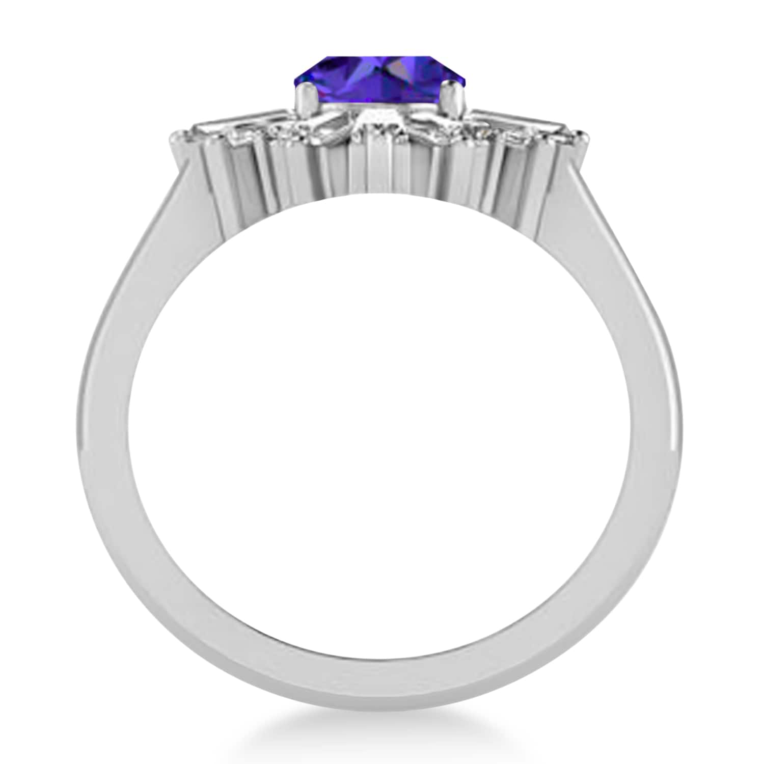 Tanzanite & Diamond Oval Cut Ballerina Engagement Ring 14k White Gold (3.06 ctw)