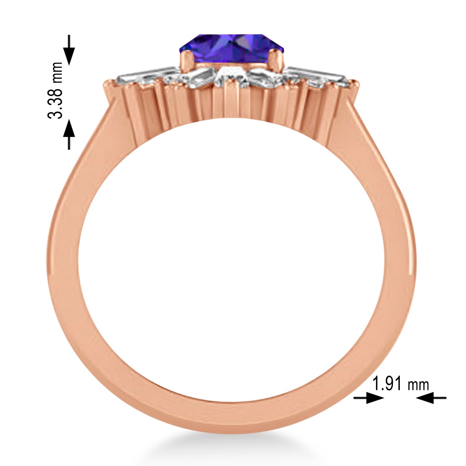 Tanzanite & Diamond Oval Cut Ballerina Engagement Ring 18k Rose Gold (3.06 ctw)