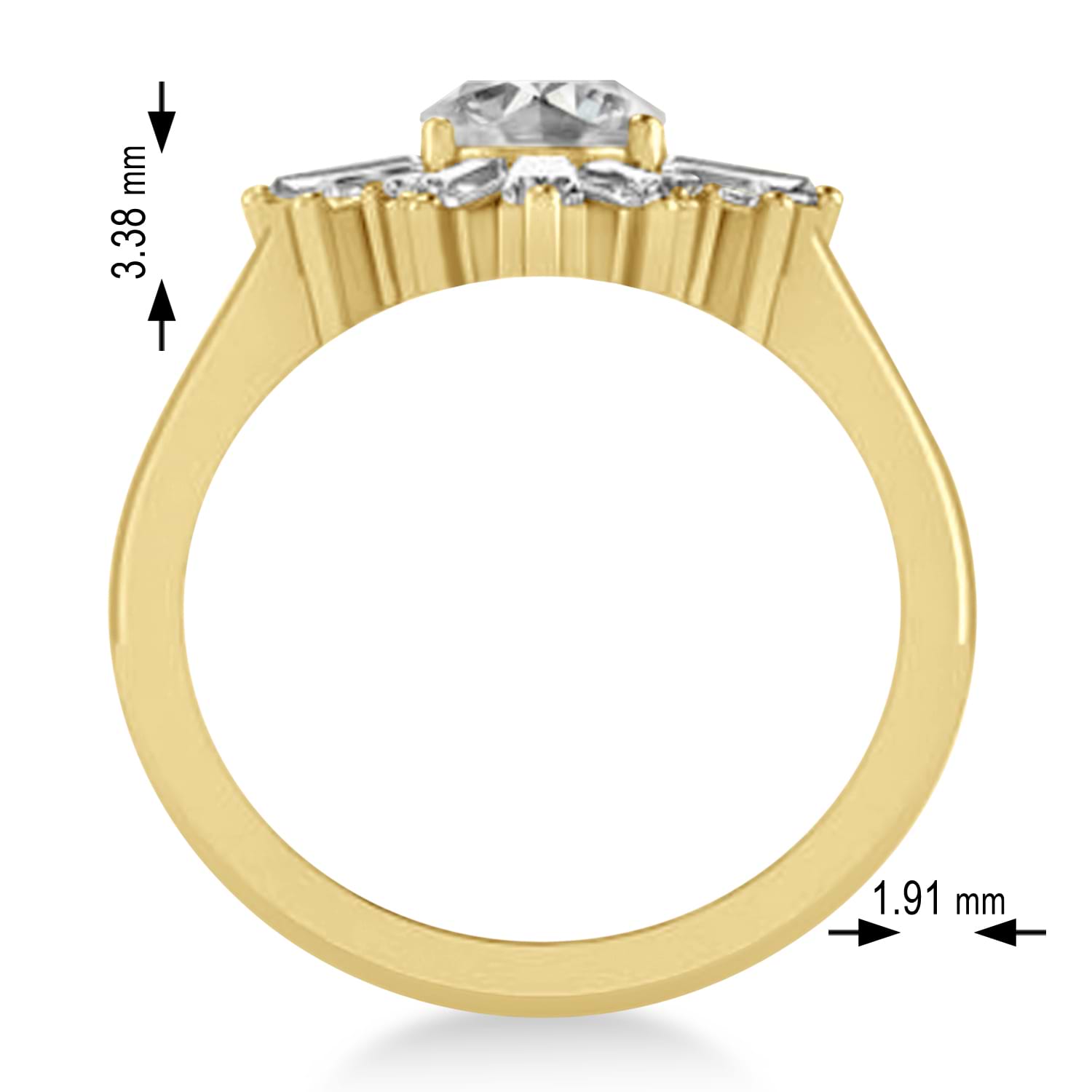 Diamond Oval Cut Ballerina Engagement Ring 14k Yellow Gold (2.51 ctw)