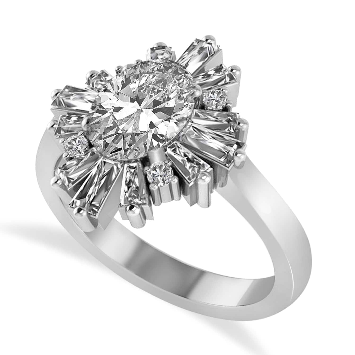 Diamond Oval Cut Ballerina Engagement Ring Platinum (2.51 ctw)