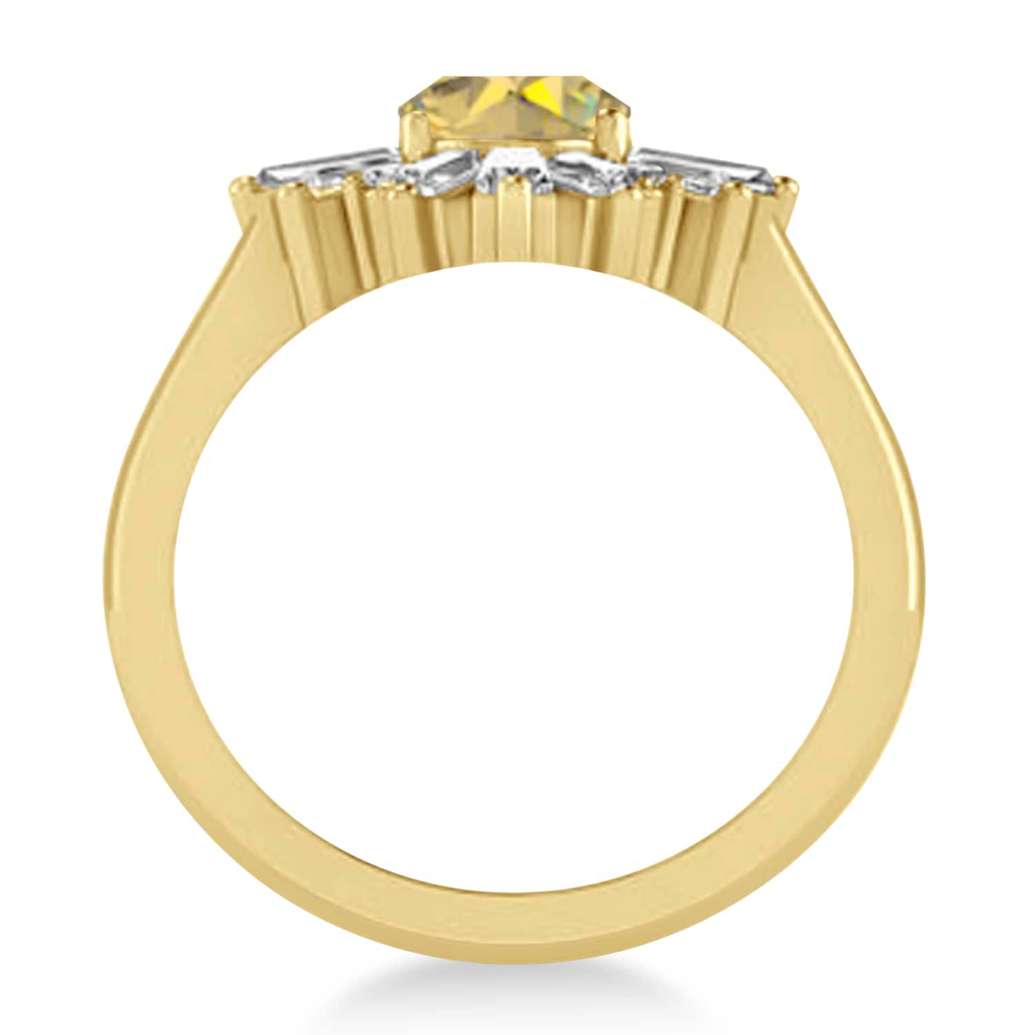 Yellow Diamond Oval Cut Ballerina Engagement Ring 14k Yellow Gold (2.51 ctw)