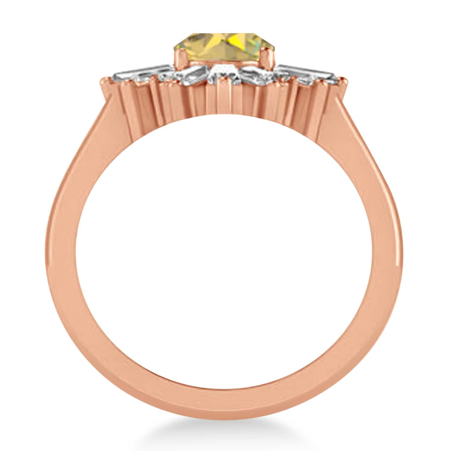 Yellow Diamond Oval Cut Ballerina Engagement Ring 18k Rose Gold (2.51 ctw)