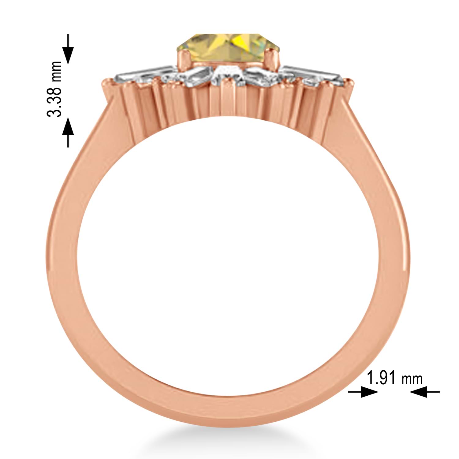Yellow Diamond Oval Cut Ballerina Engagement Ring 18k Rose Gold (2.51 ctw)