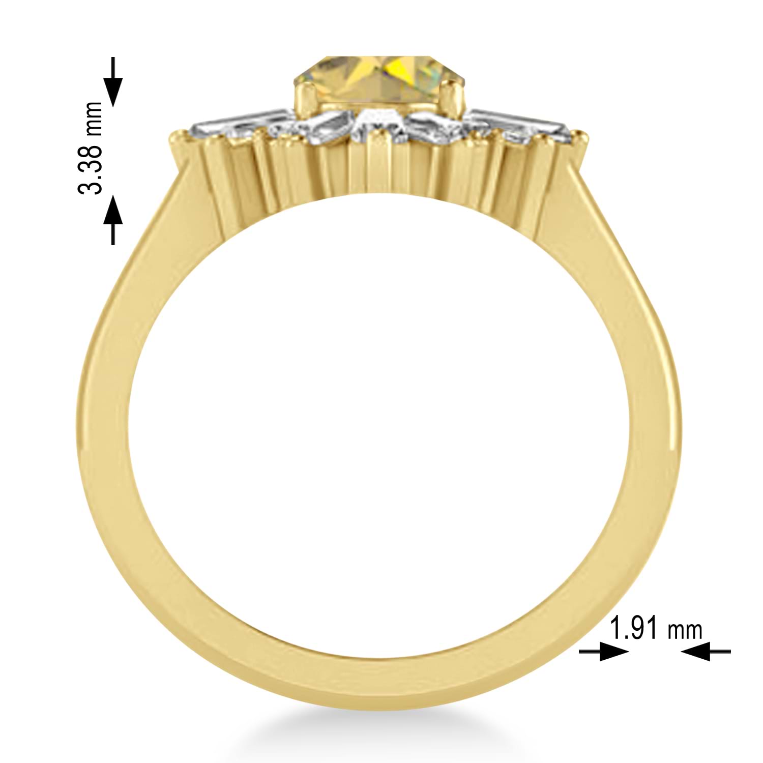 Yellow Diamond Oval Cut Ballerina Engagement Ring 18k Yellow Gold (2.51 ctw)