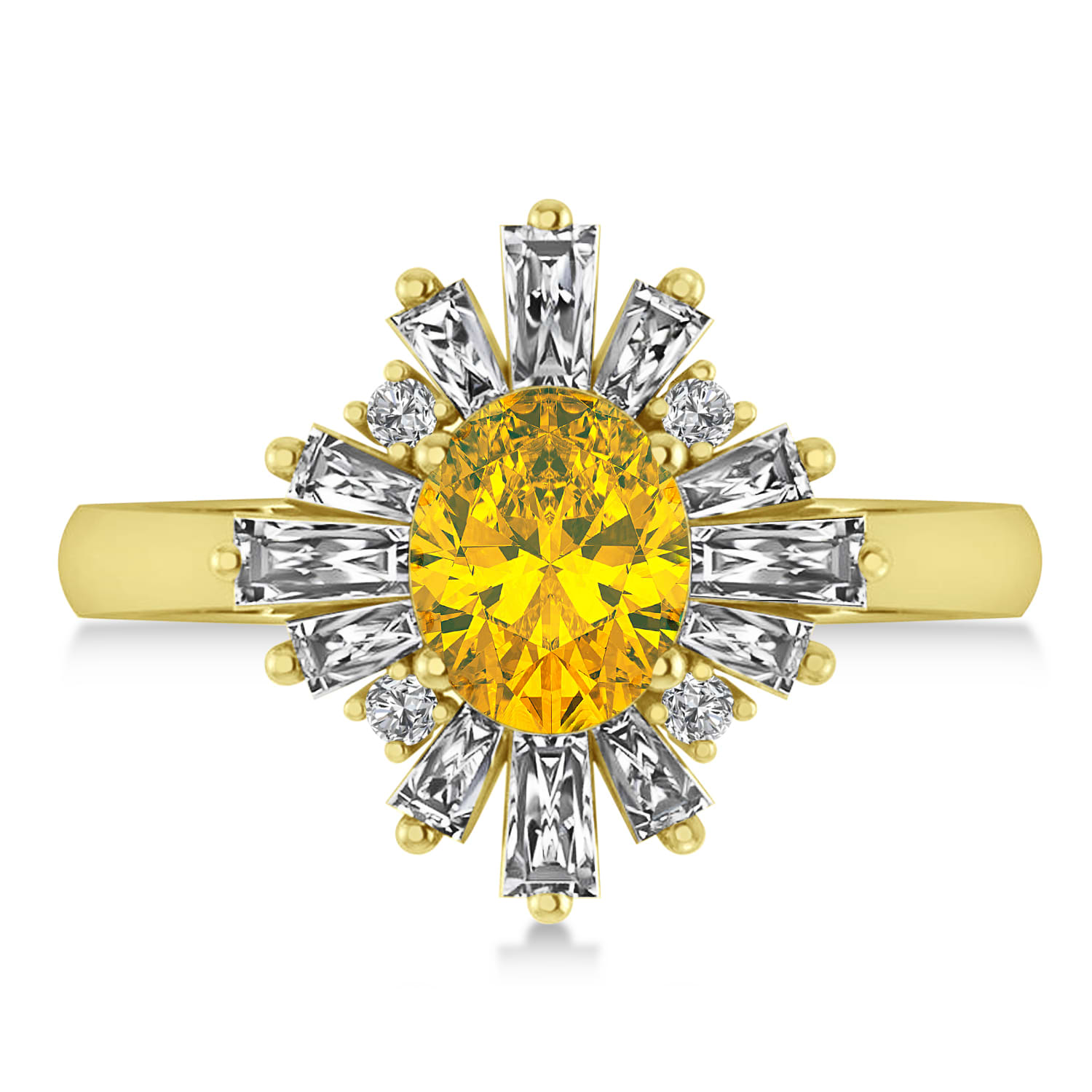 Yellow Sapphire & Diamond Oval Cut Ballerina Engagement Ring 14k Yellow Gold (3.06 ctw)