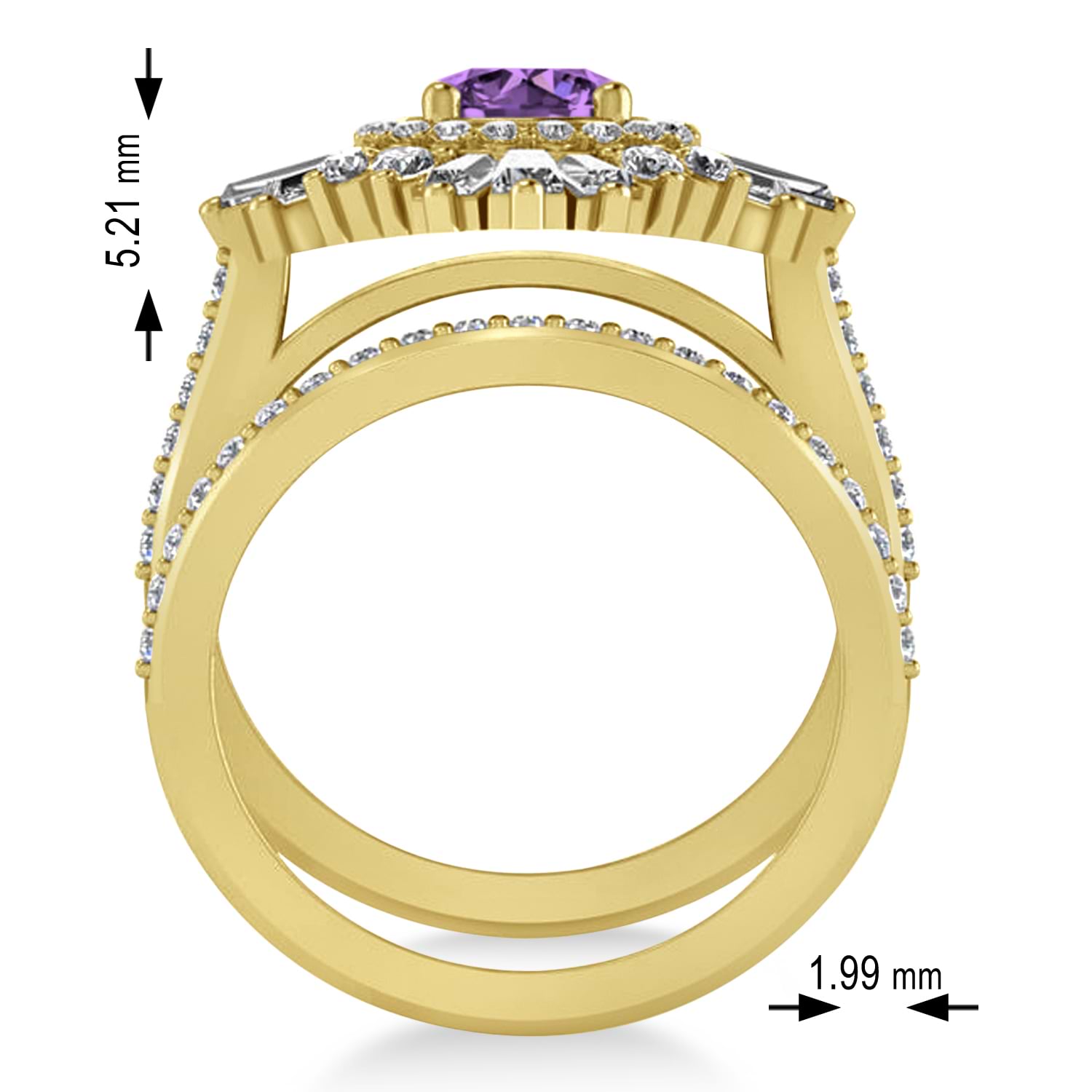 Amethyst & Diamond Ballerina Engagement Ring 18k Yellow Gold (2.74 ctw)