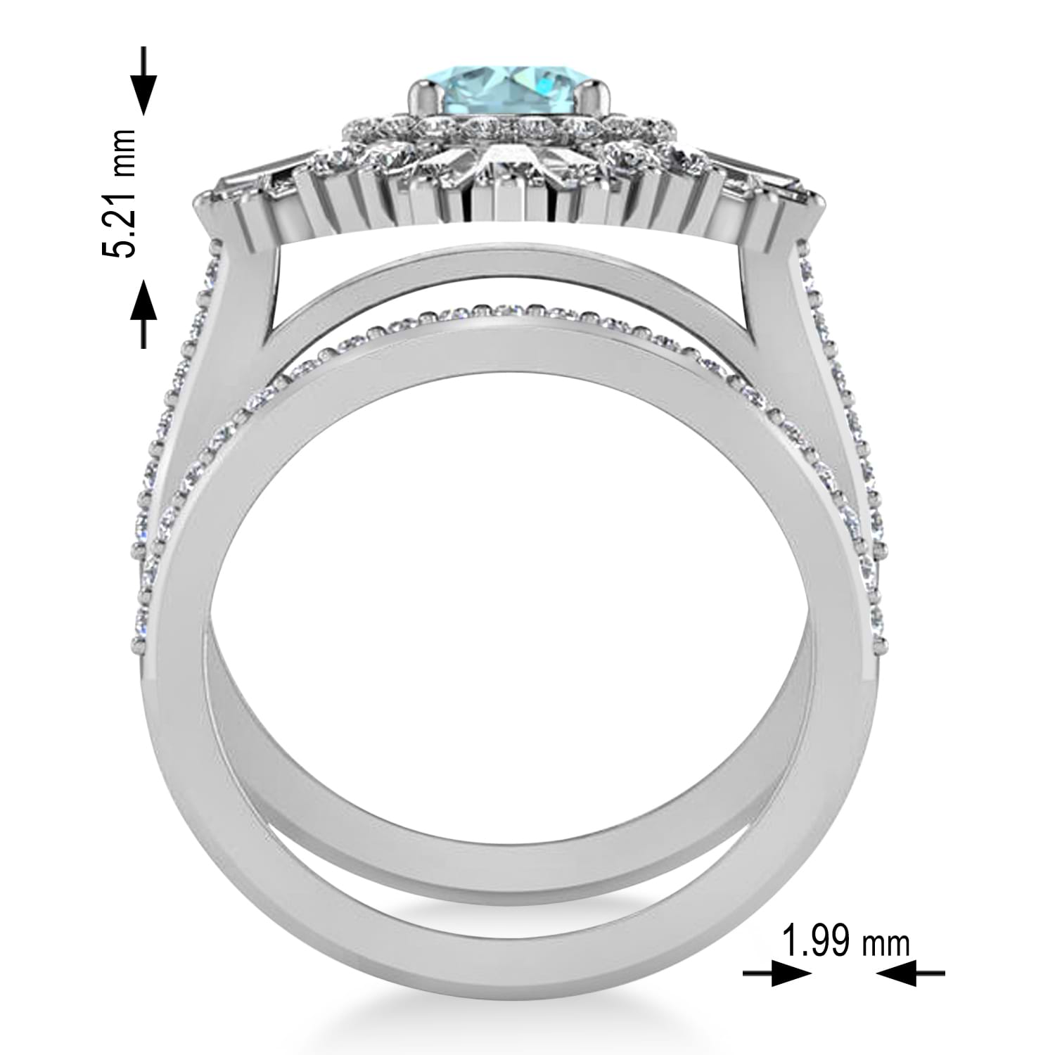 Aquamarine & Diamond Ballerina Engagement Ring 14k White Gold (2.74 ctw)