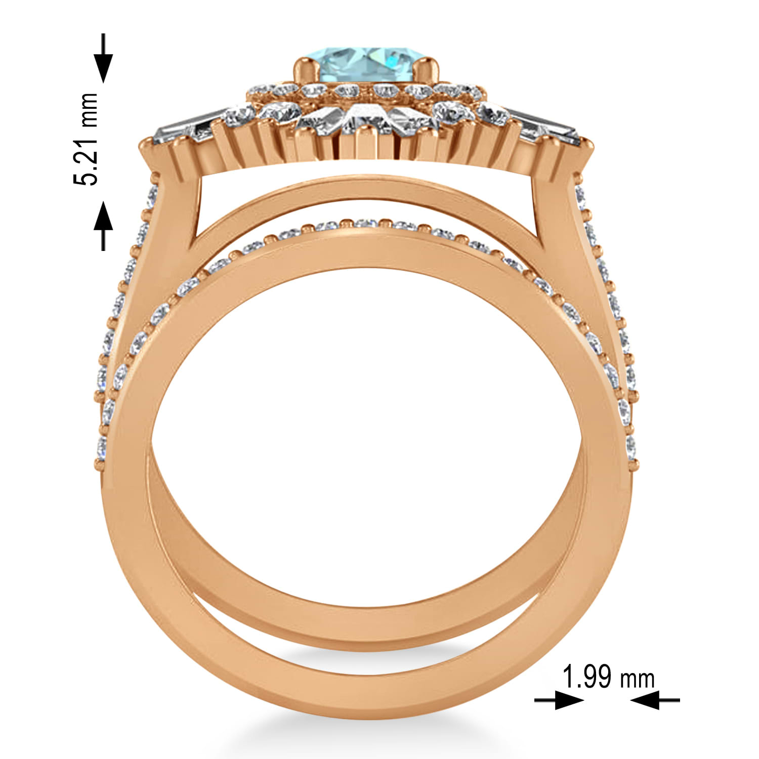 Aquamarine & Diamond Ballerina Engagement Ring 18k Rose Gold (2.74 ctw)