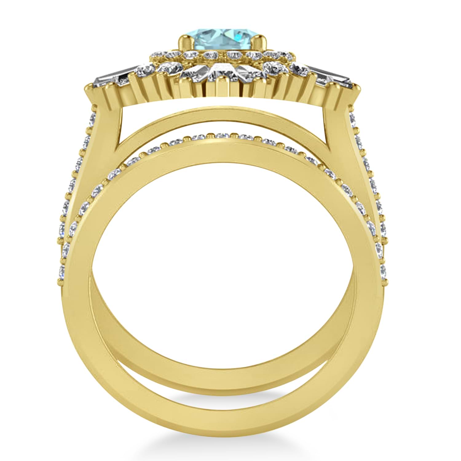 Aquamarine & Diamond Ballerina Engagement Ring 18k Yellow Gold (2.74 ctw)