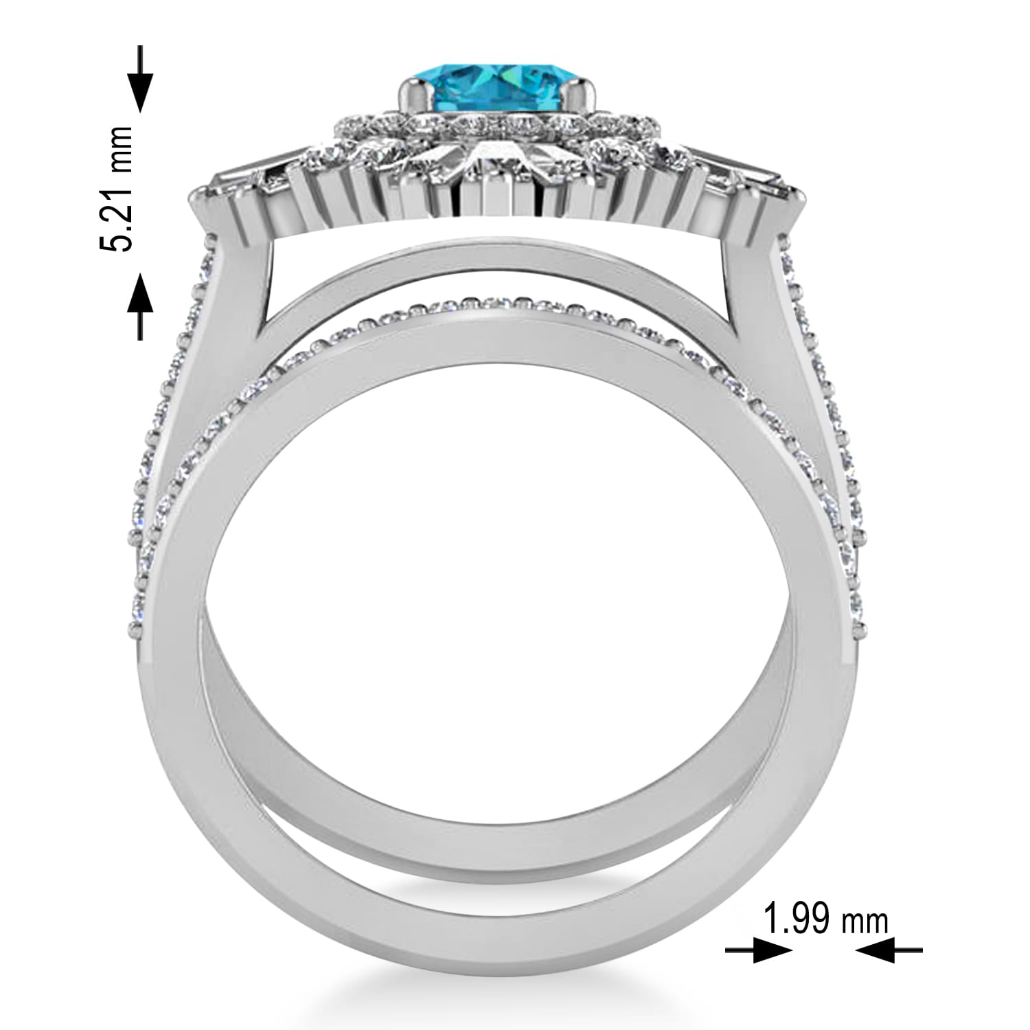 Blue Diamond & Diamond Ballerina Engagement Ring Palladium (2.74 ctw)