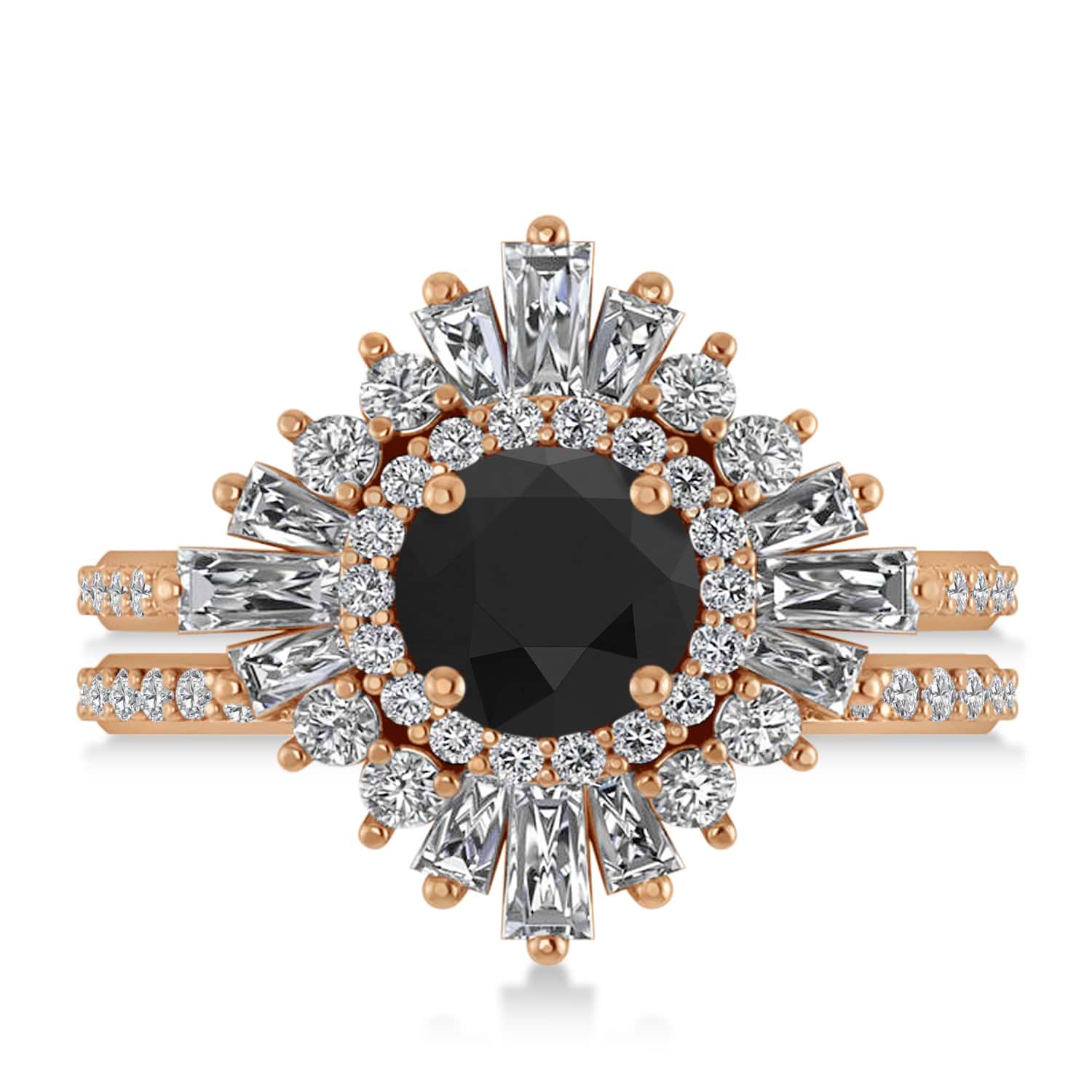 Black Diamond & Diamond Ballerina Engagement Ring 14k Rose Gold (2.74 ctw)