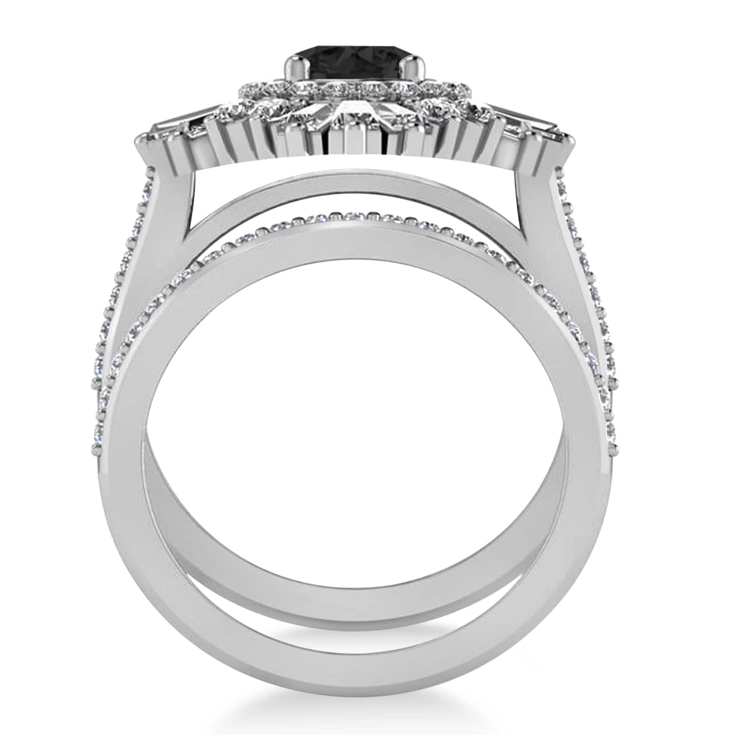 Black Diamond & Diamond Ballerina Engagement Ring 18k White Gold (2.74 ctw)