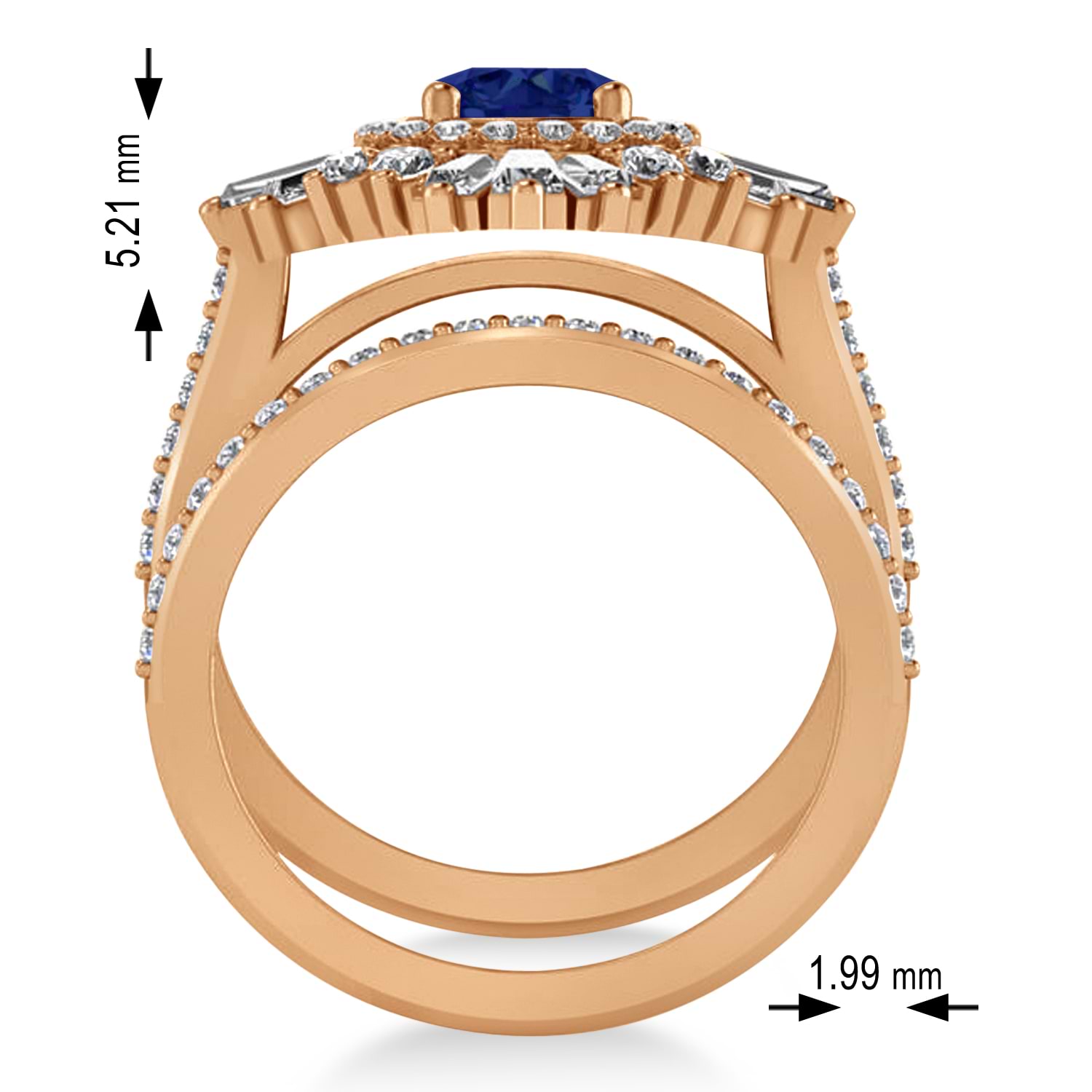 Blue Sapphire & Diamond Ballerina Engagement Ring 14k Rose Gold (2.74 ctw)