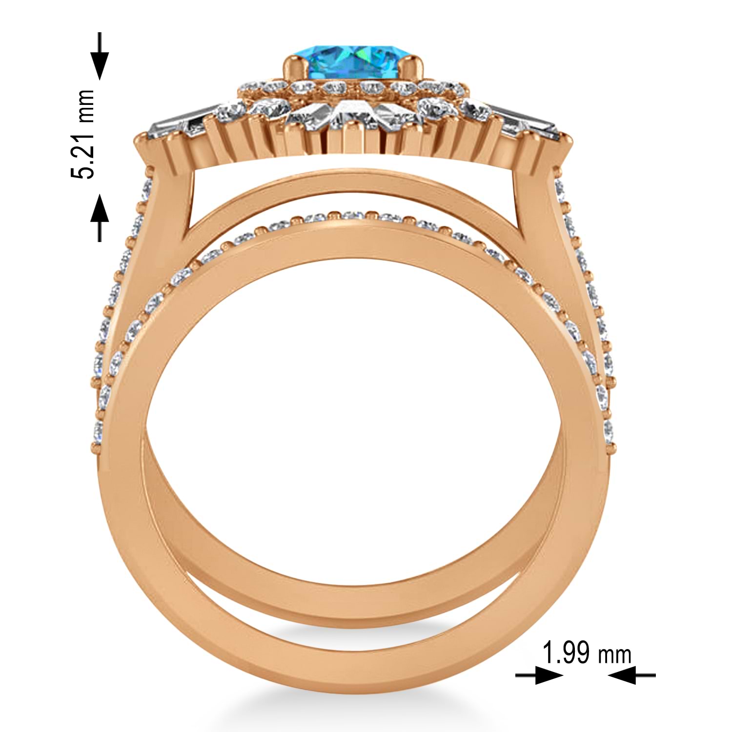Blue Topaz & Diamond Ballerina Engagement Ring 18k Rose Gold (2.74 ctw)