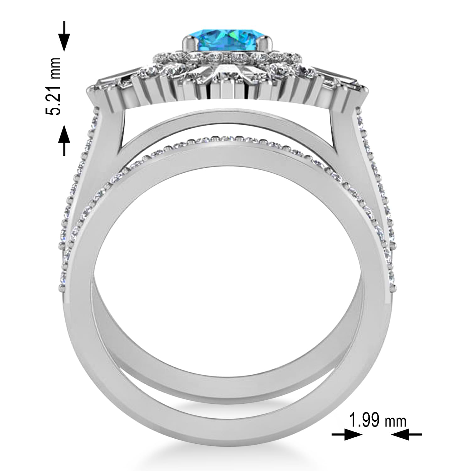 Blue Topaz & Diamond Ballerina Engagement Ring Palladium (2.74 ctw)