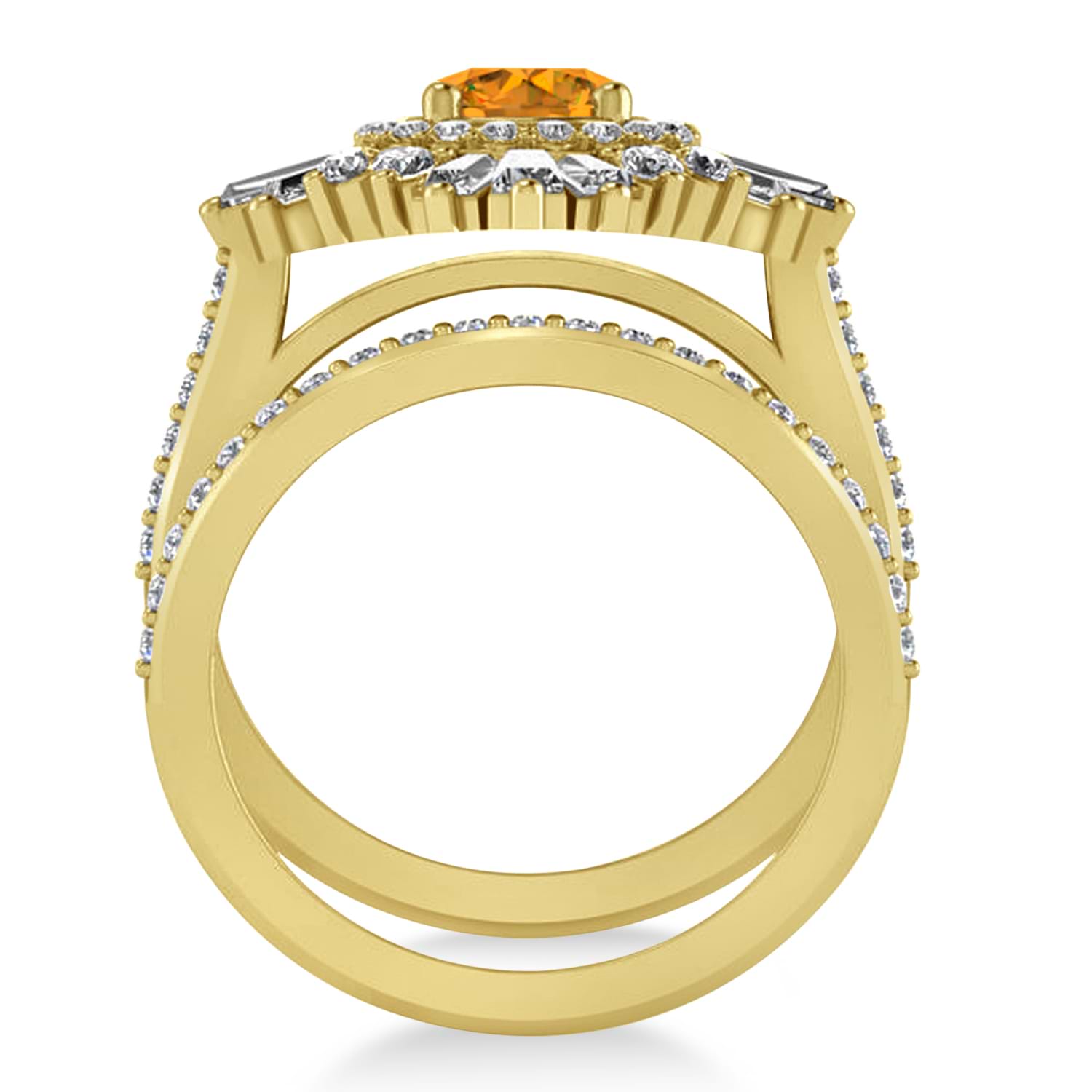 Citrine & Diamond Ballerina Engagement Ring 14k Yellow Gold (2.74 ctw)