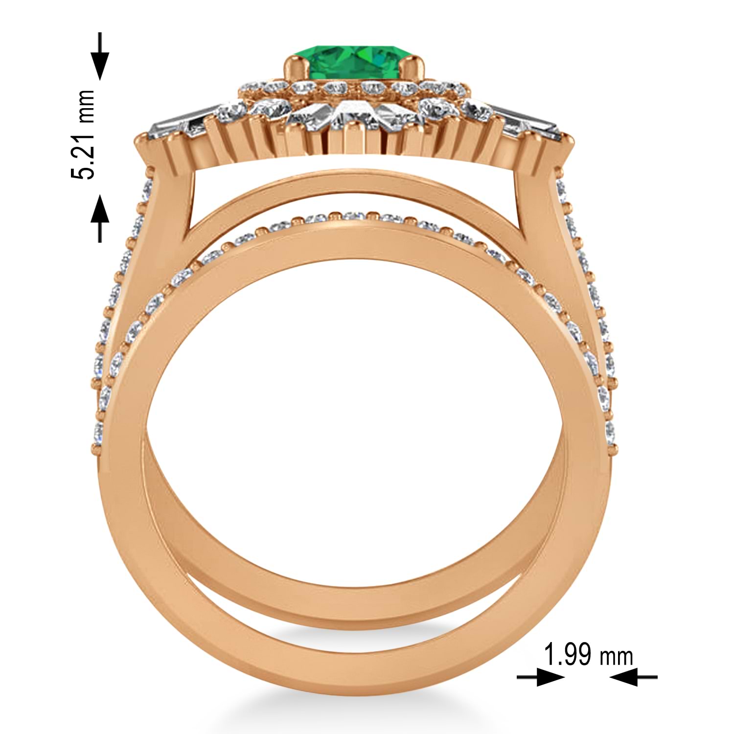 Emerald & Diamond Ballerina Engagement Ring 14k Rose Gold (2.74 ctw)