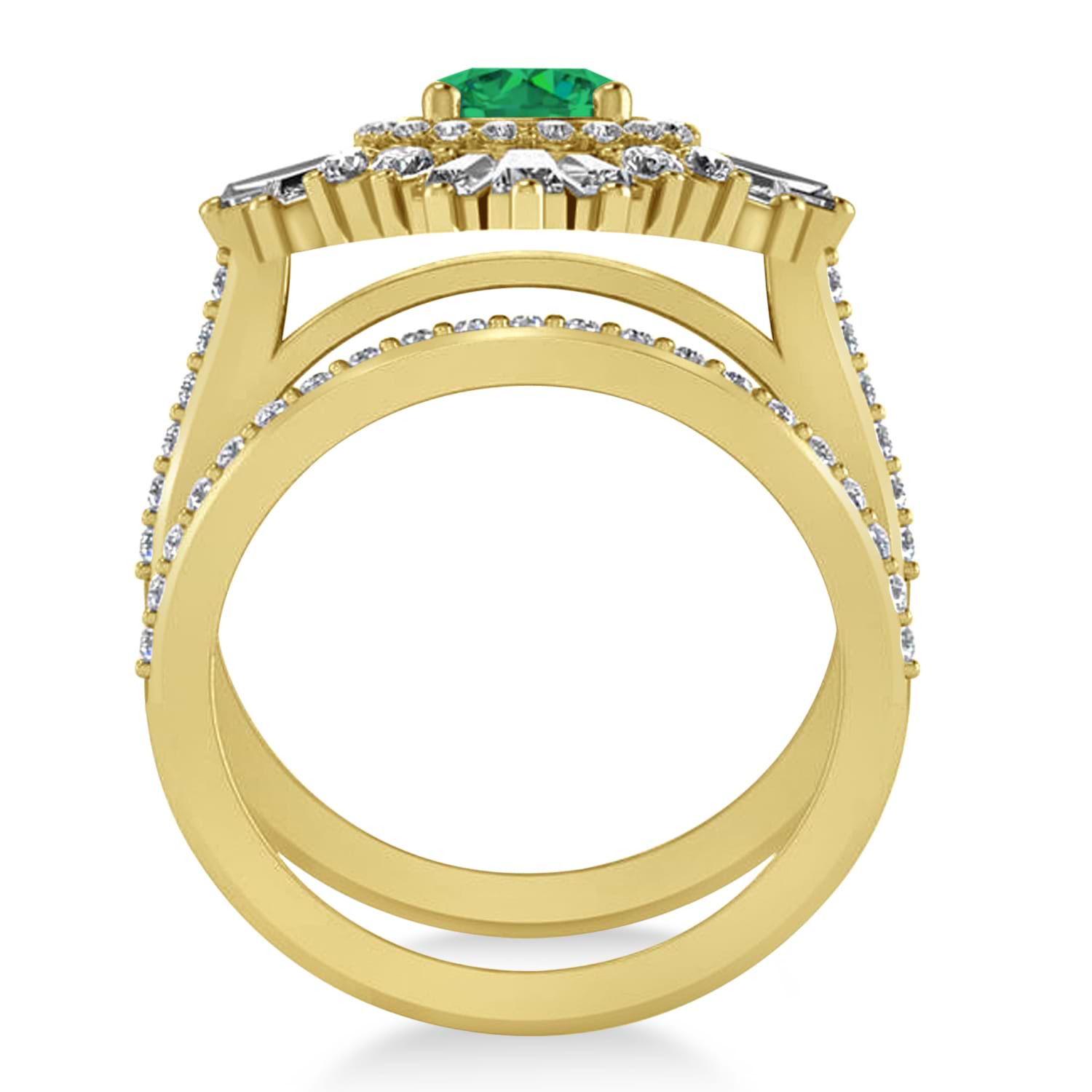 Emerald & Diamond Ballerina Engagement Ring 18k Yellow Gold (2.74 ctw)