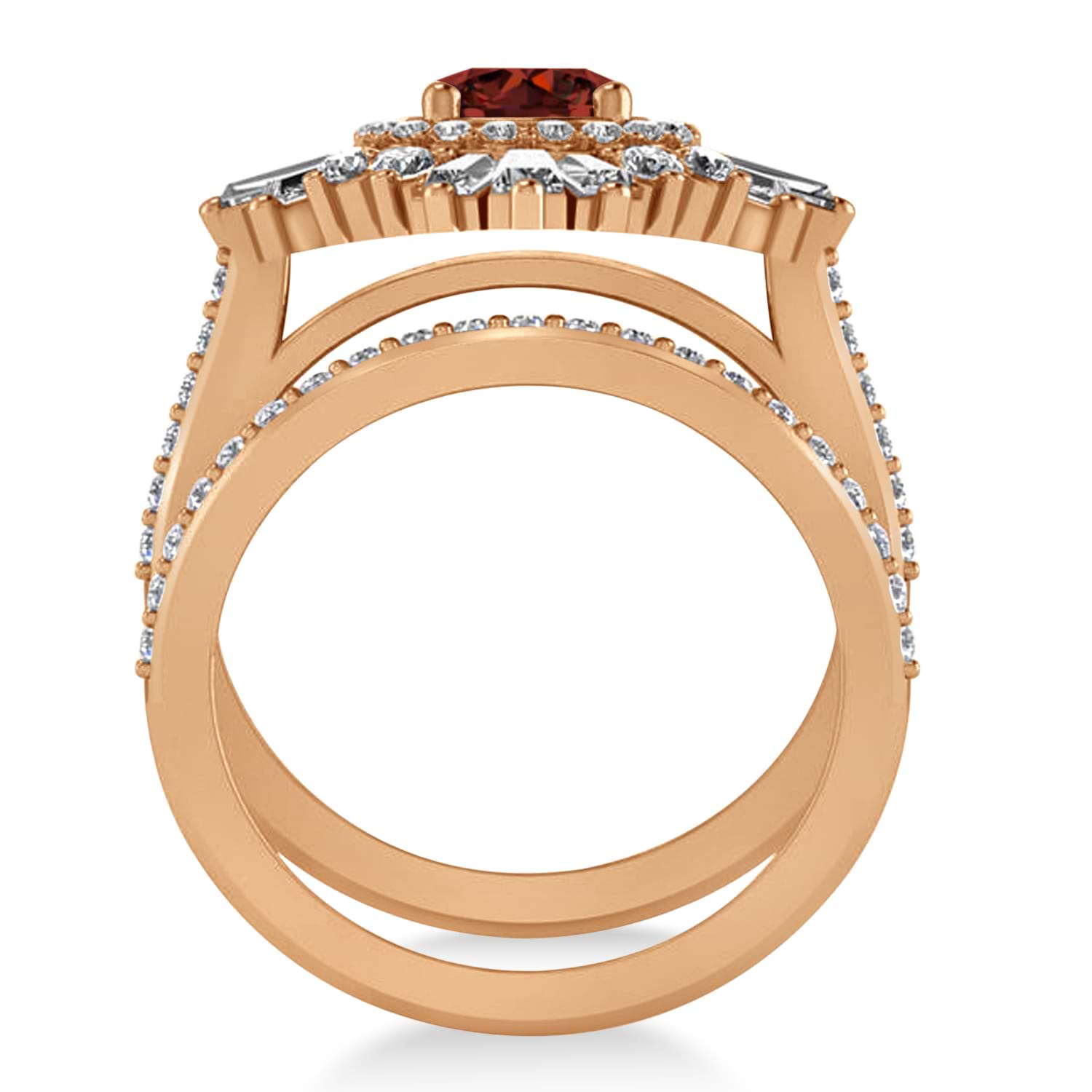Garnet & Diamond Ballerina Engagement Ring 14k Rose Gold (2.74 ctw)