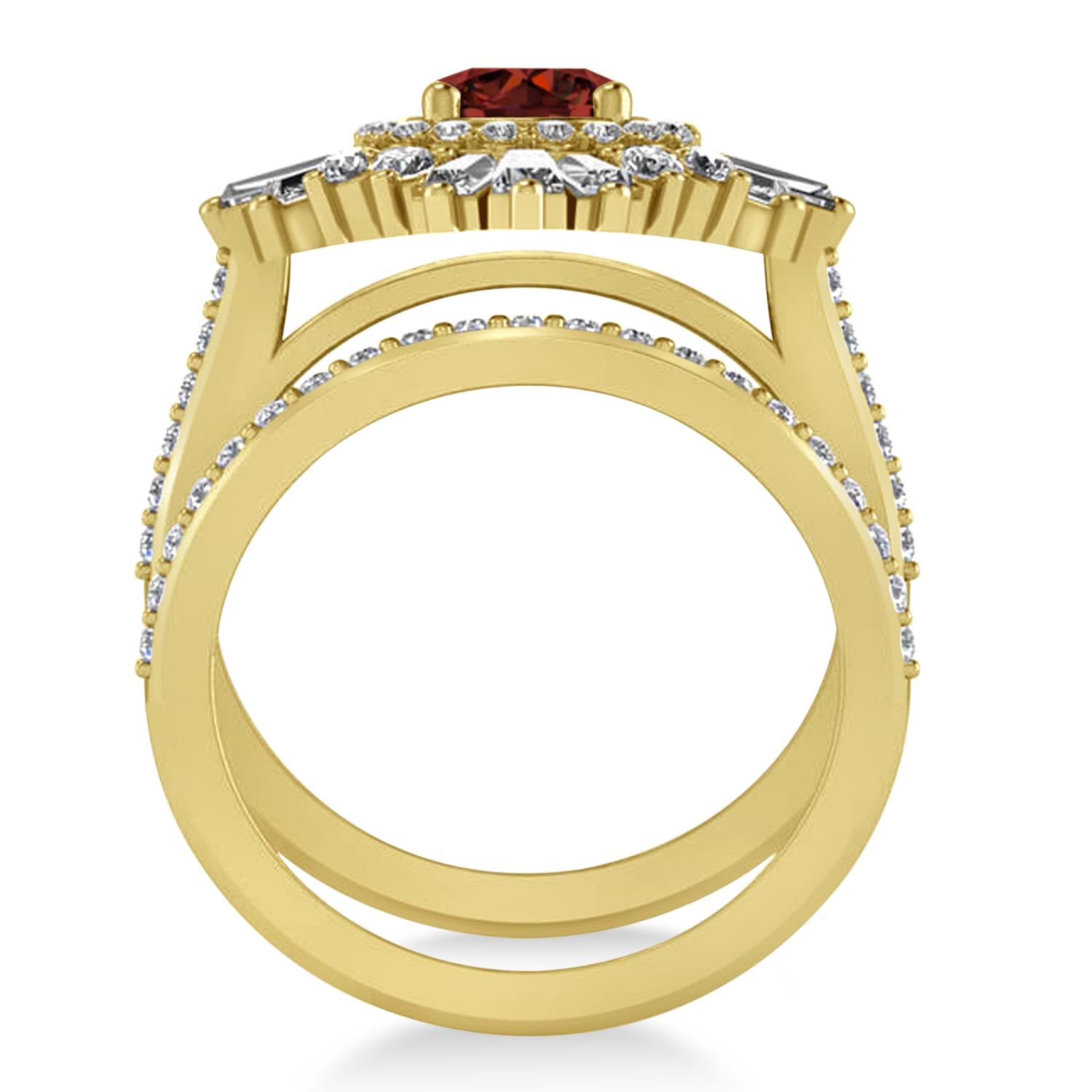 Garnet & Diamond Ballerina Engagement Ring 18k Yellow Gold (2.74 ctw)