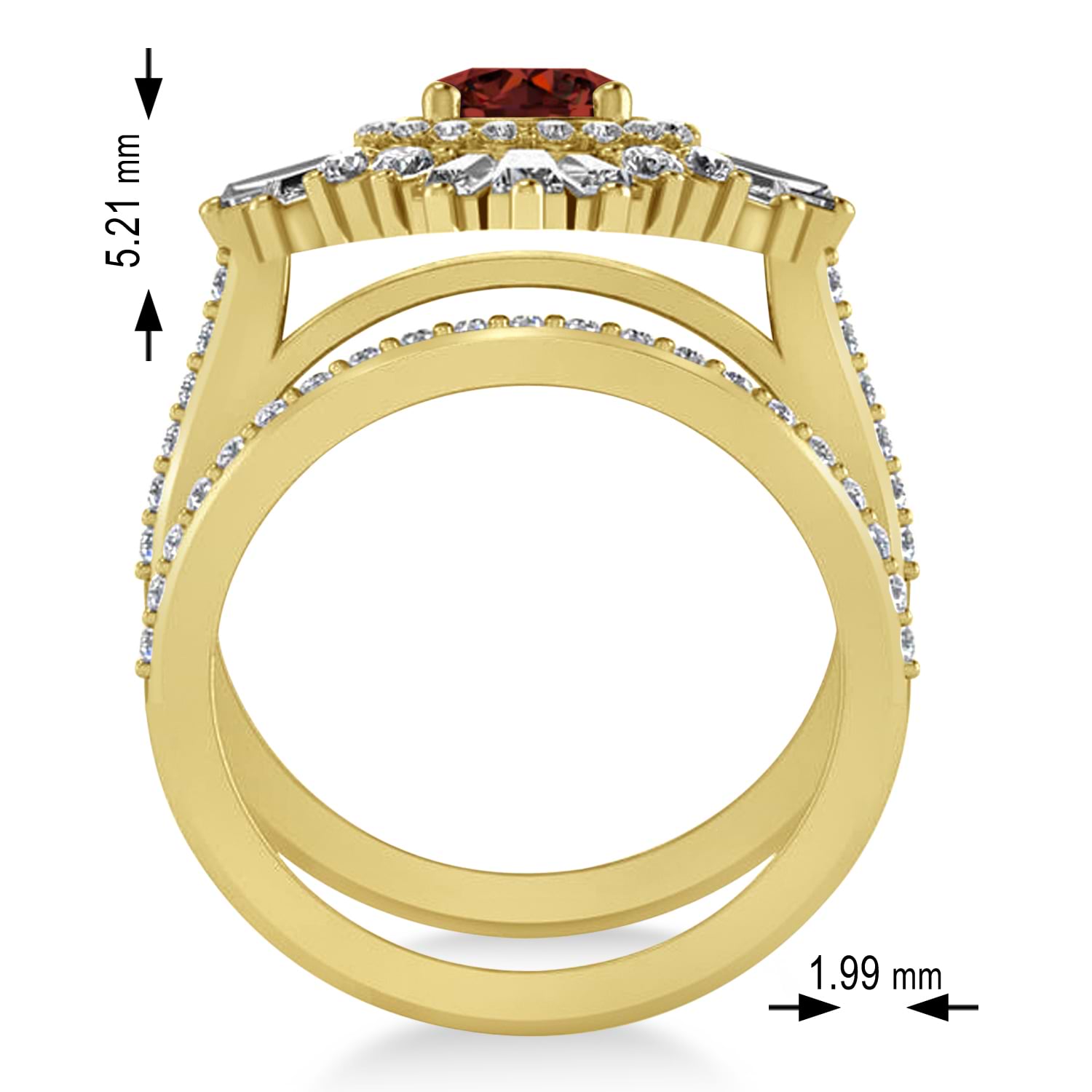 Garnet & Diamond Ballerina Engagement Ring 18k Yellow Gold (2.74 ctw)