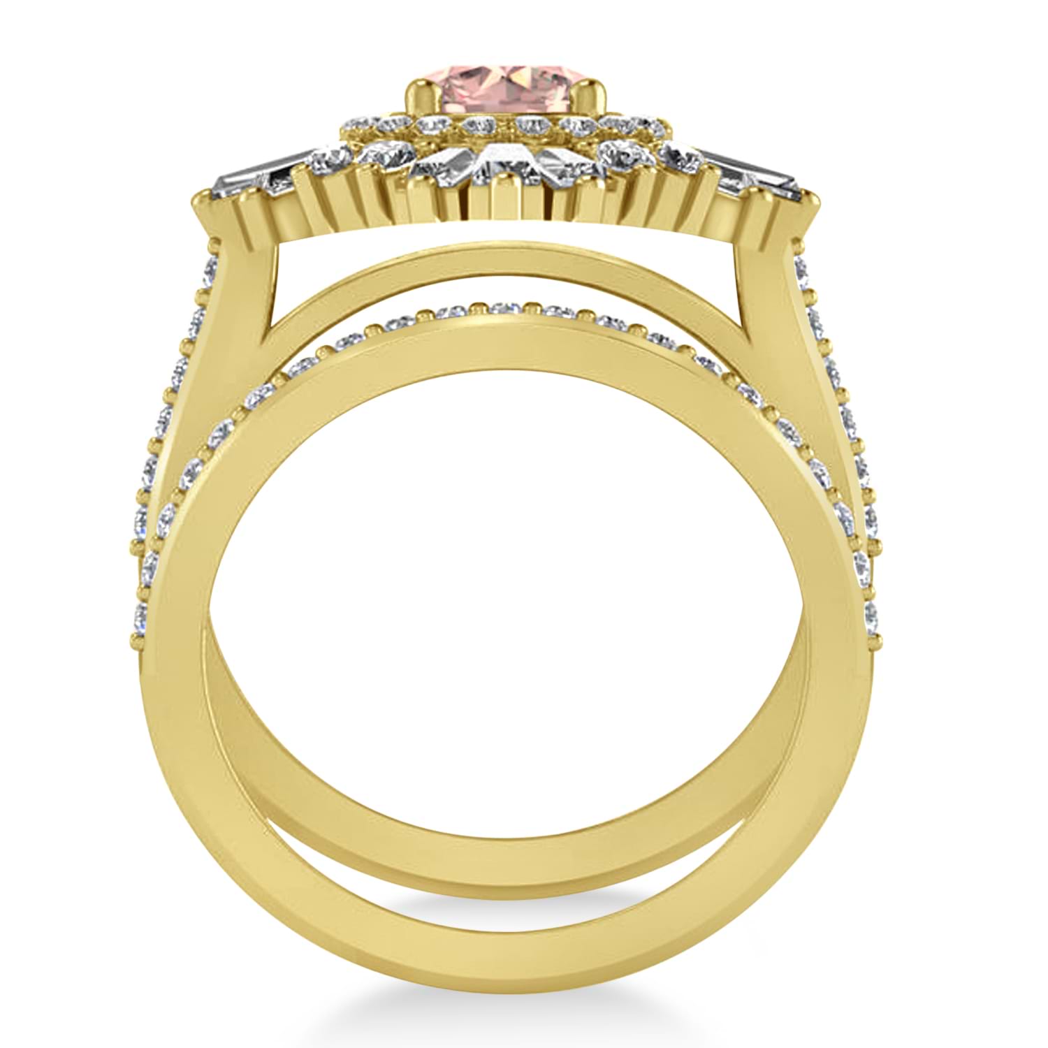 Morganite & Diamond Ballerina Engagement Ring 14k Yellow Gold (2.74 ctw)