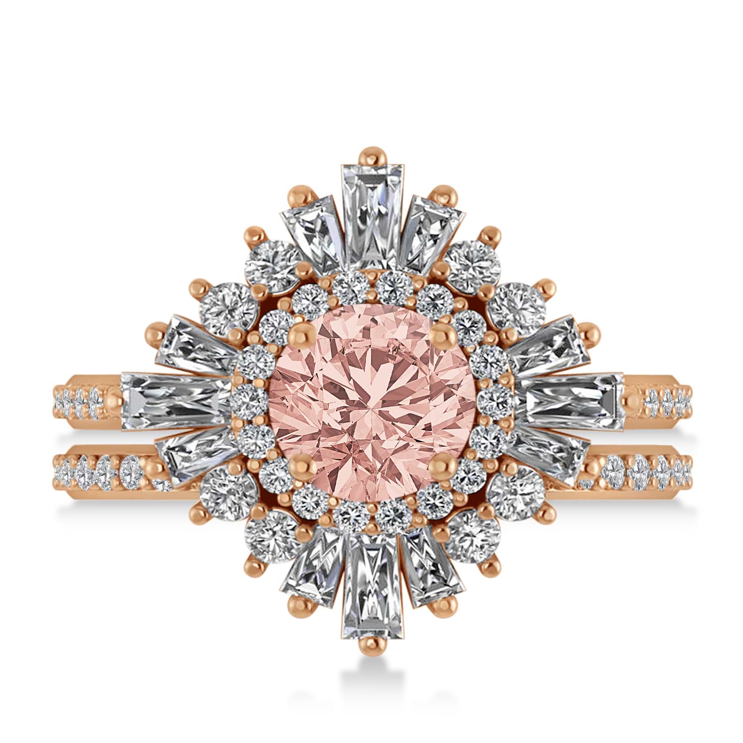 Morganite & Diamond Ballerina Engagement Ring 18k Rose Gold (2.74 ctw)