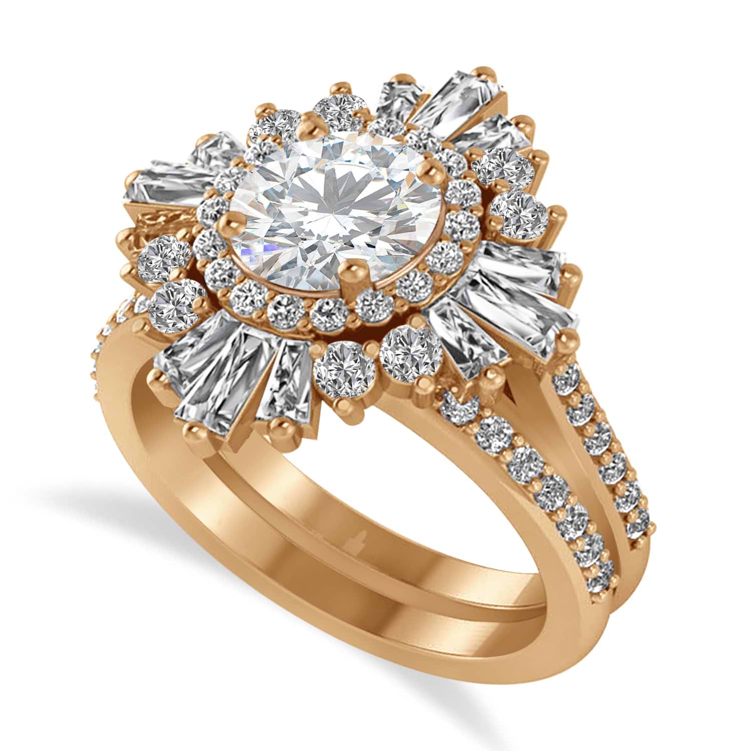 Moissanite & Diamond Ballerina Engagement Ring 14k Rose Gold (2.74 ctw)