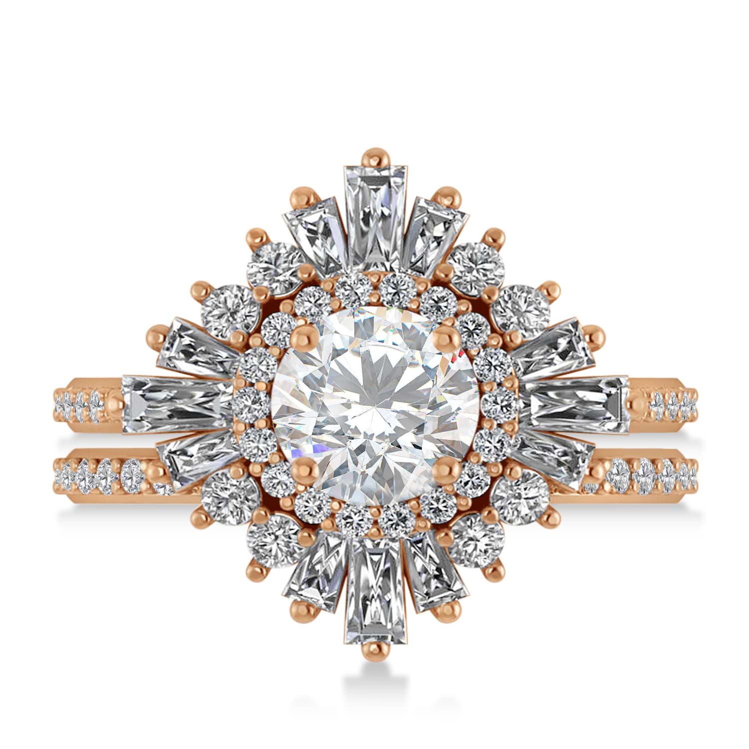 Moissanite & Diamond Ballerina Engagement Ring 14k Rose Gold (2.74 ctw)