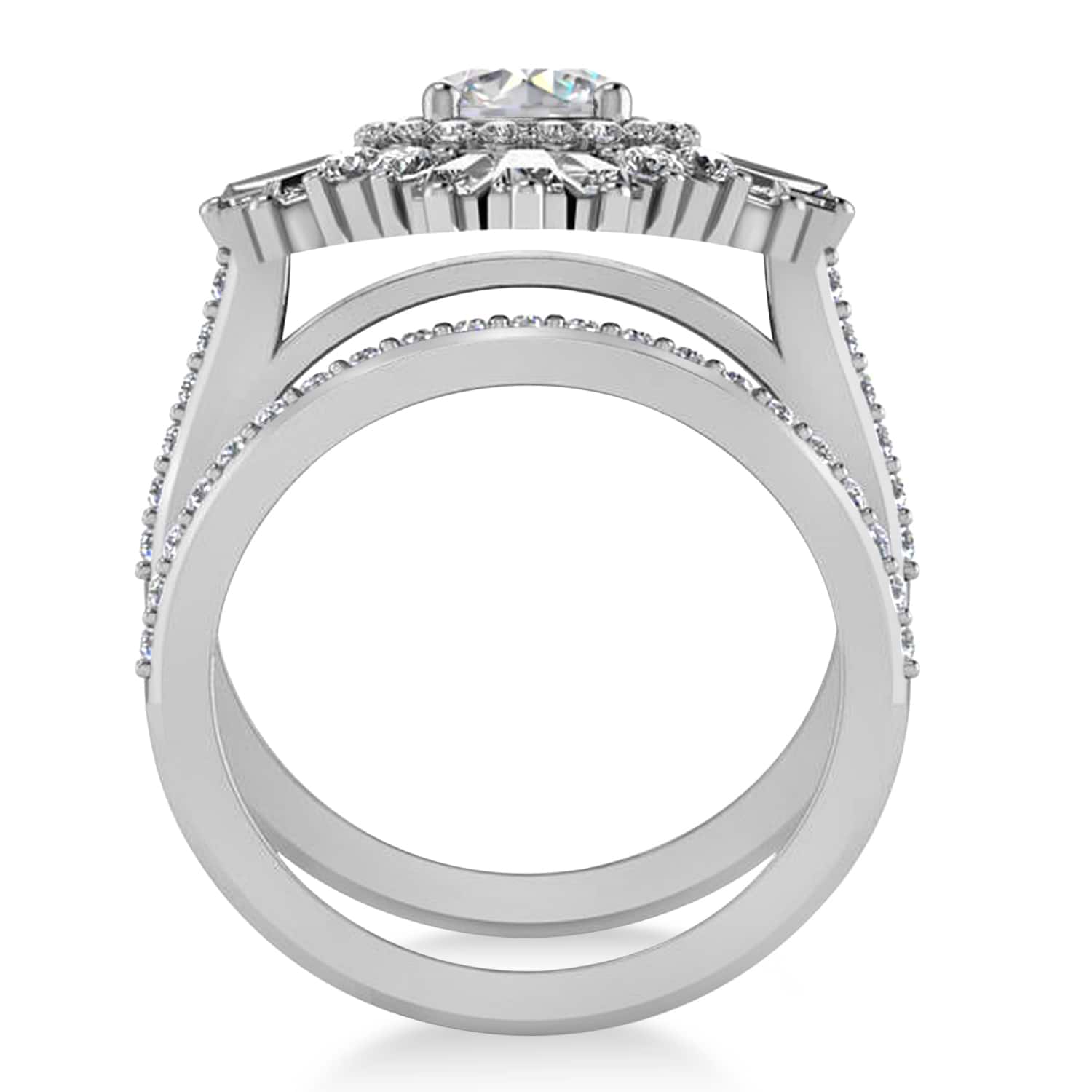 Moissanite & Diamond Ballerina Engagement Ring 14k White Gold (2.74 ctw)