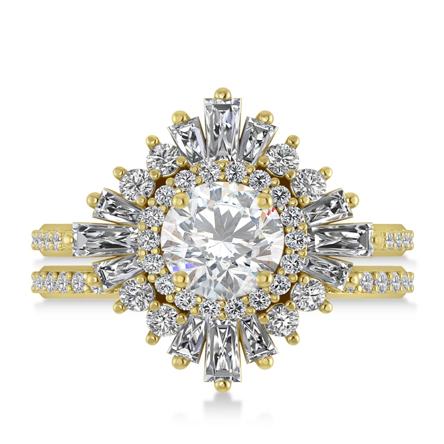 Moissanite & Diamond Ballerina Engagement Ring 14k Yellow Gold (2.74 ctw)
