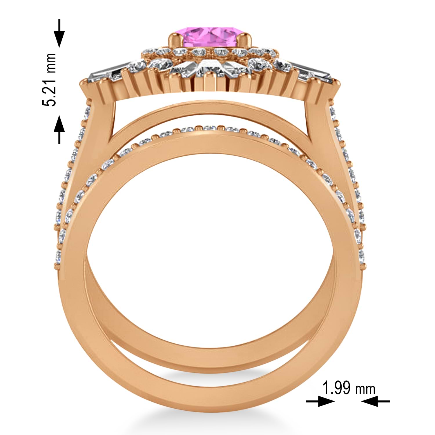 Pink Sapphire & Diamond Ballerina Engagement Ring 14k Rose Gold (2.74 ctw)