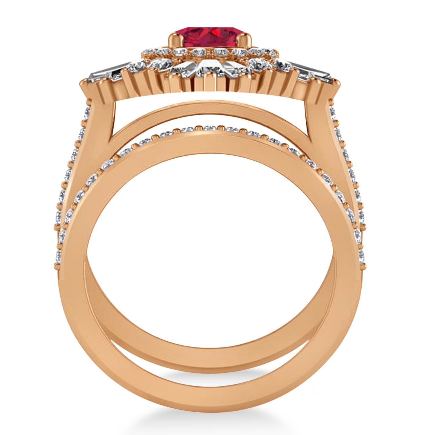 Ruby & Diamond Ballerina Engagement Ring 18k Rose Gold (2.74 ctw)