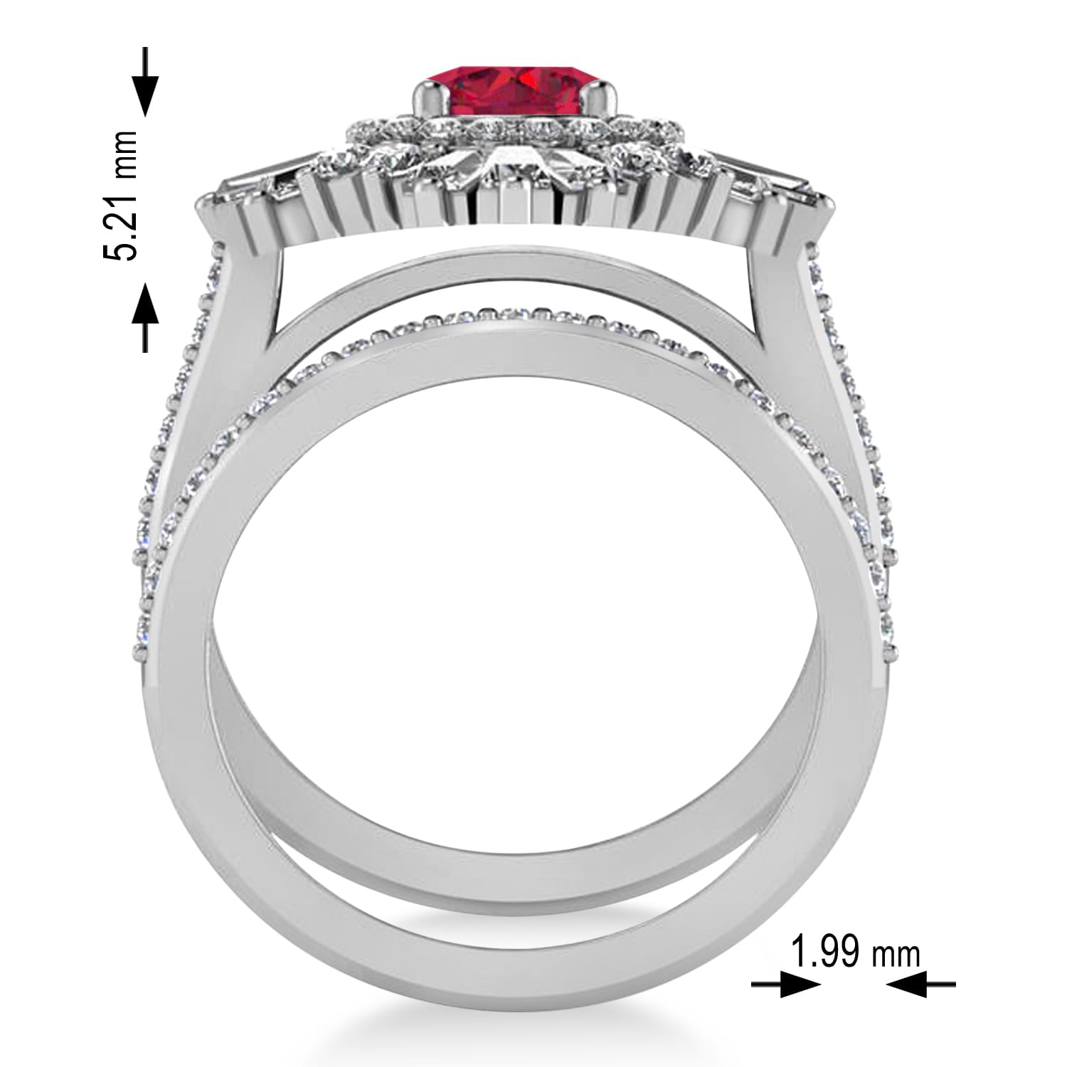 Ruby & Diamond Ballerina Engagement Ring Platinum (2.74 ctw)