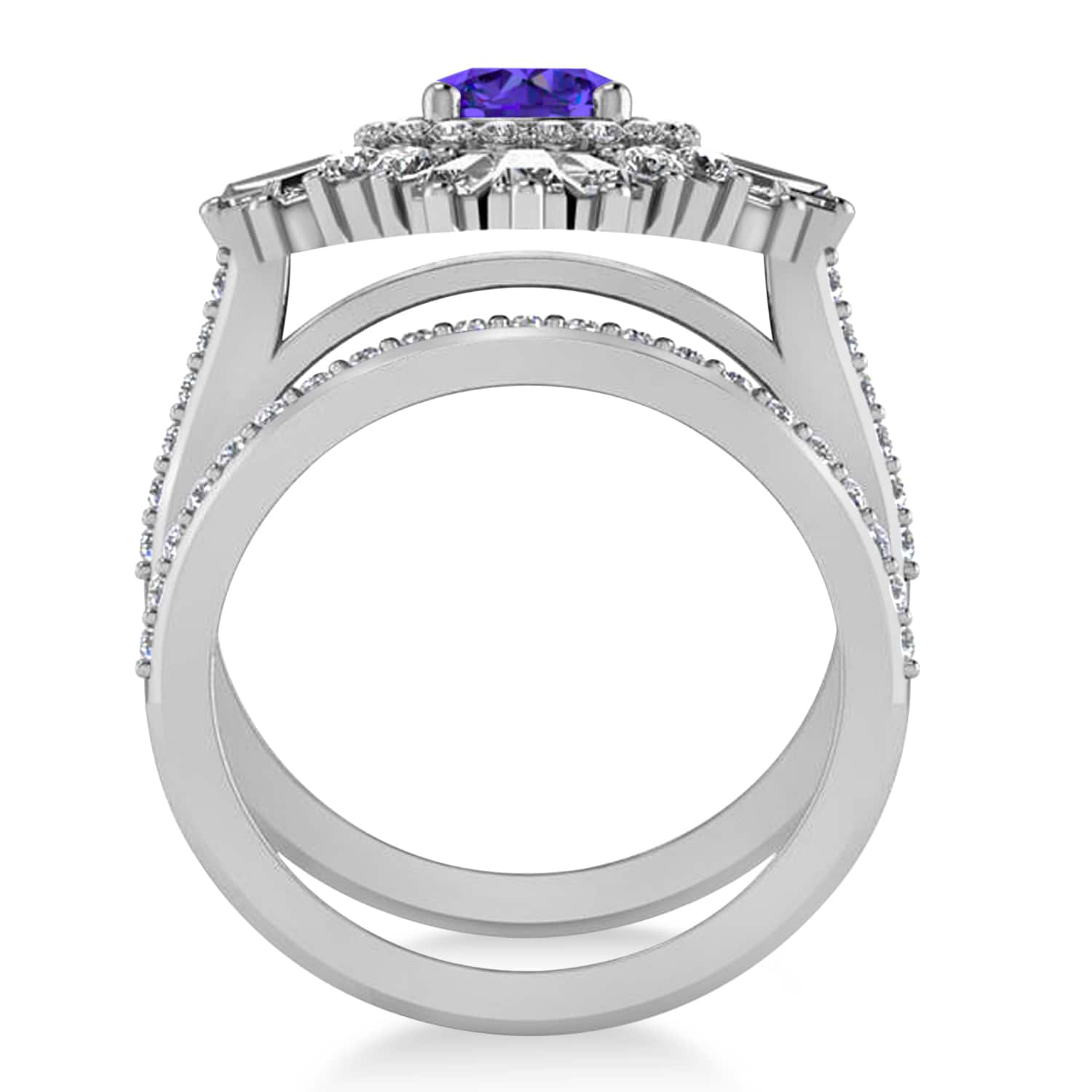 Tanzanite & Diamond Ballerina Engagement Ring 14k White Gold (2.74 ctw)