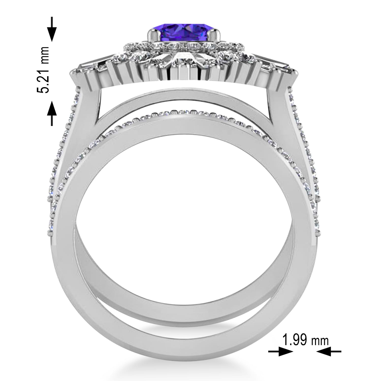 Tanzanite & Diamond Ballerina Engagement Ring Palladium (2.74 ctw)
