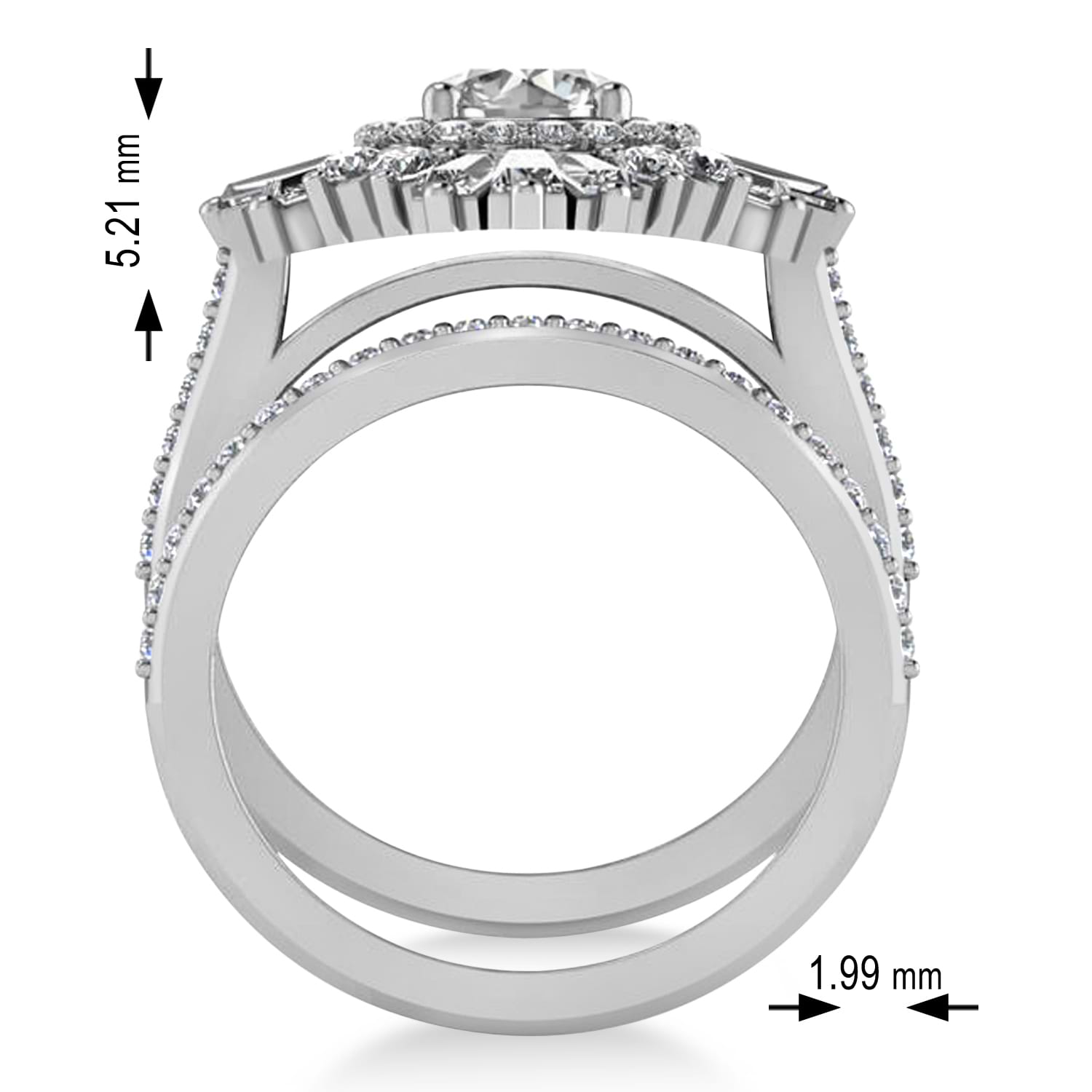 Diamond Ballerina Engagement Ring 18k White Gold (2.74 ctw)