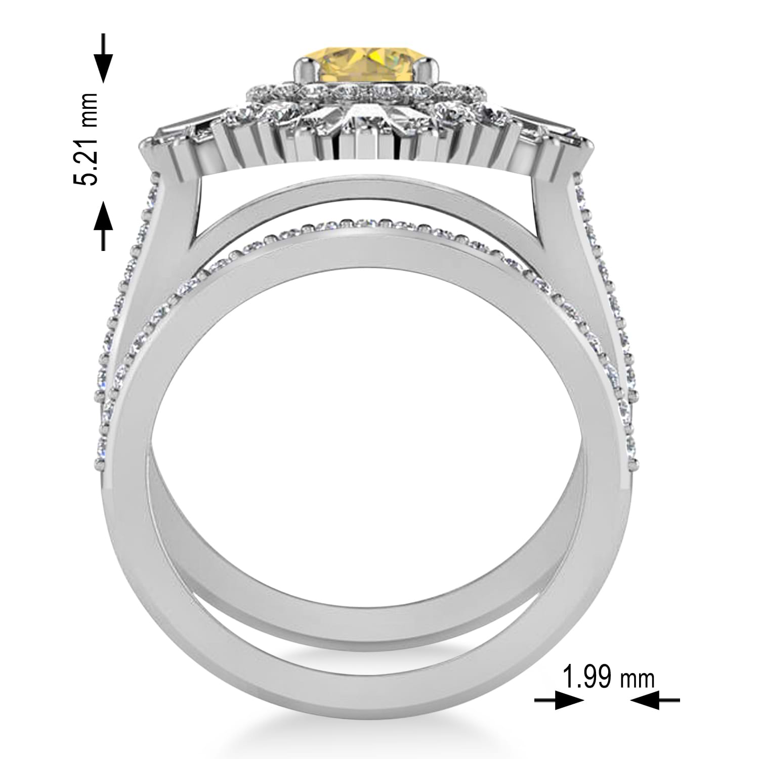 Yellow Diamond & Diamond Ballerina Engagement Ring Palladium (2.74 ctw)
