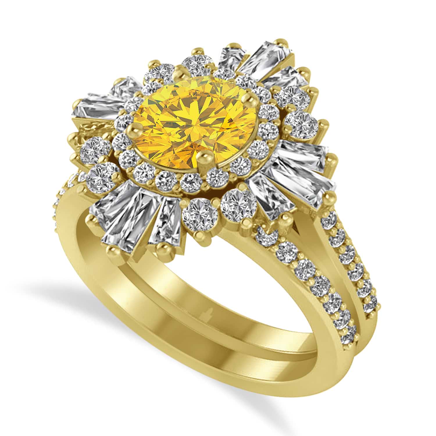 Yellow Sapphire & Diamond Ballerina Engagement Ring 18k Yellow Gold (2.74 ctw)