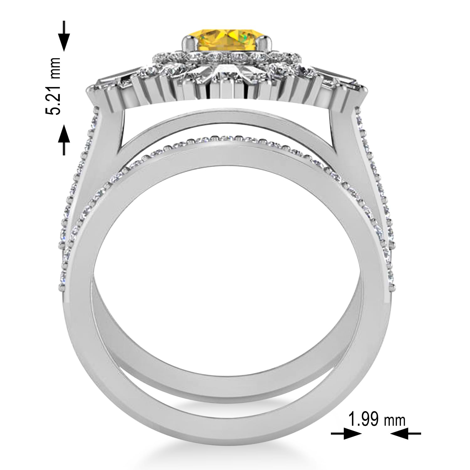Yellow Sapphire & Diamond Ballerina Engagement Ring Palladium (2.74 ctw)