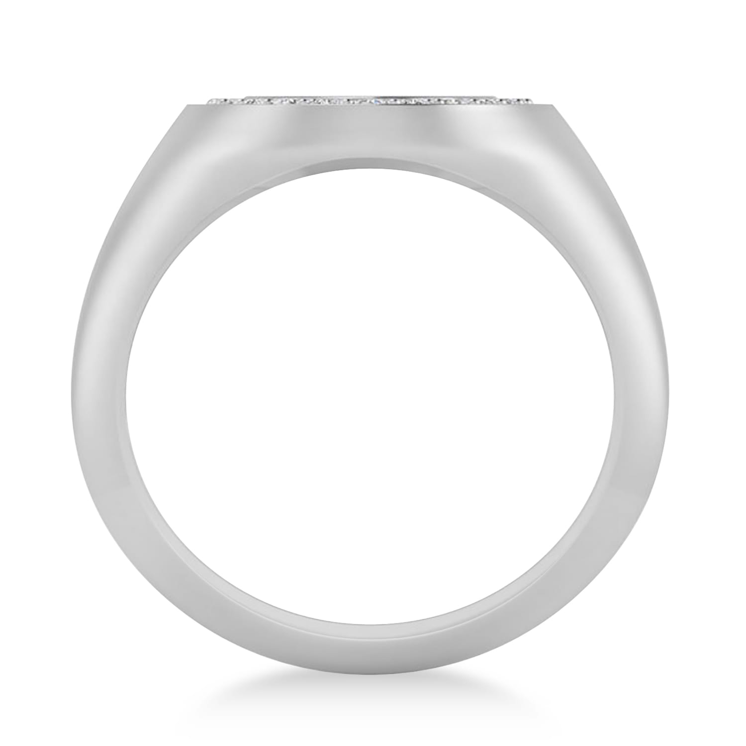 Customizable Diamond Halo Signet Ring Engravable 14k White Gold (0.24 ctw)