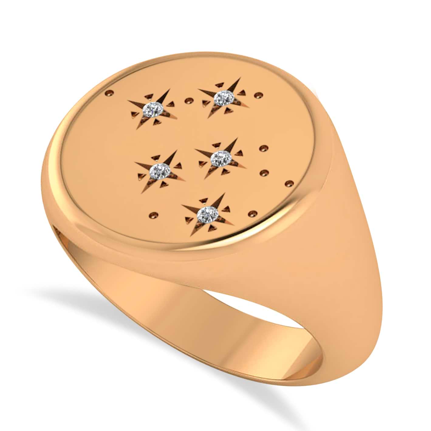 Men's Diamond Constellation Signet Ring 14k Rose Gold (0.03 ctw)