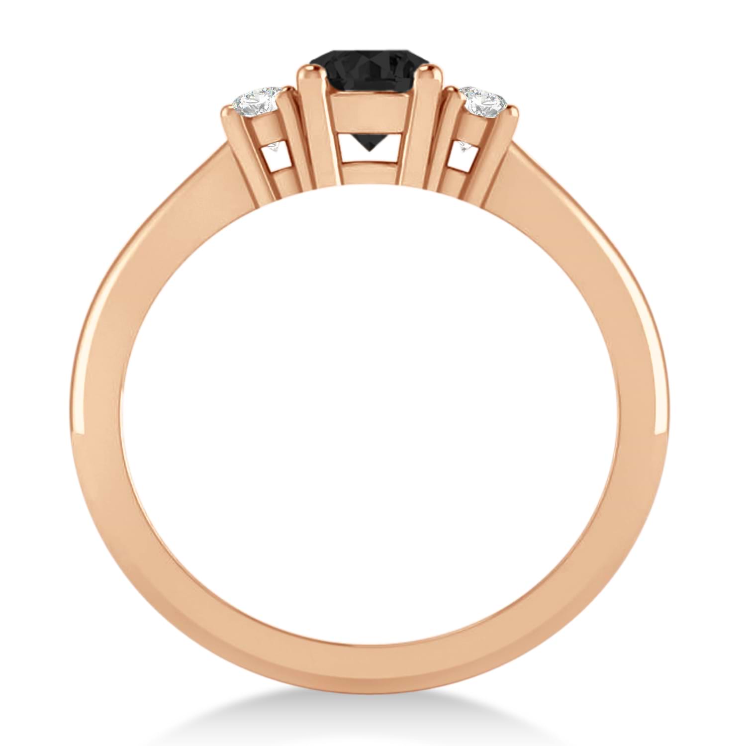 Round Black & White Diamond Three-Stone Engagement Ring 14k Rose Gold (0.60ct)