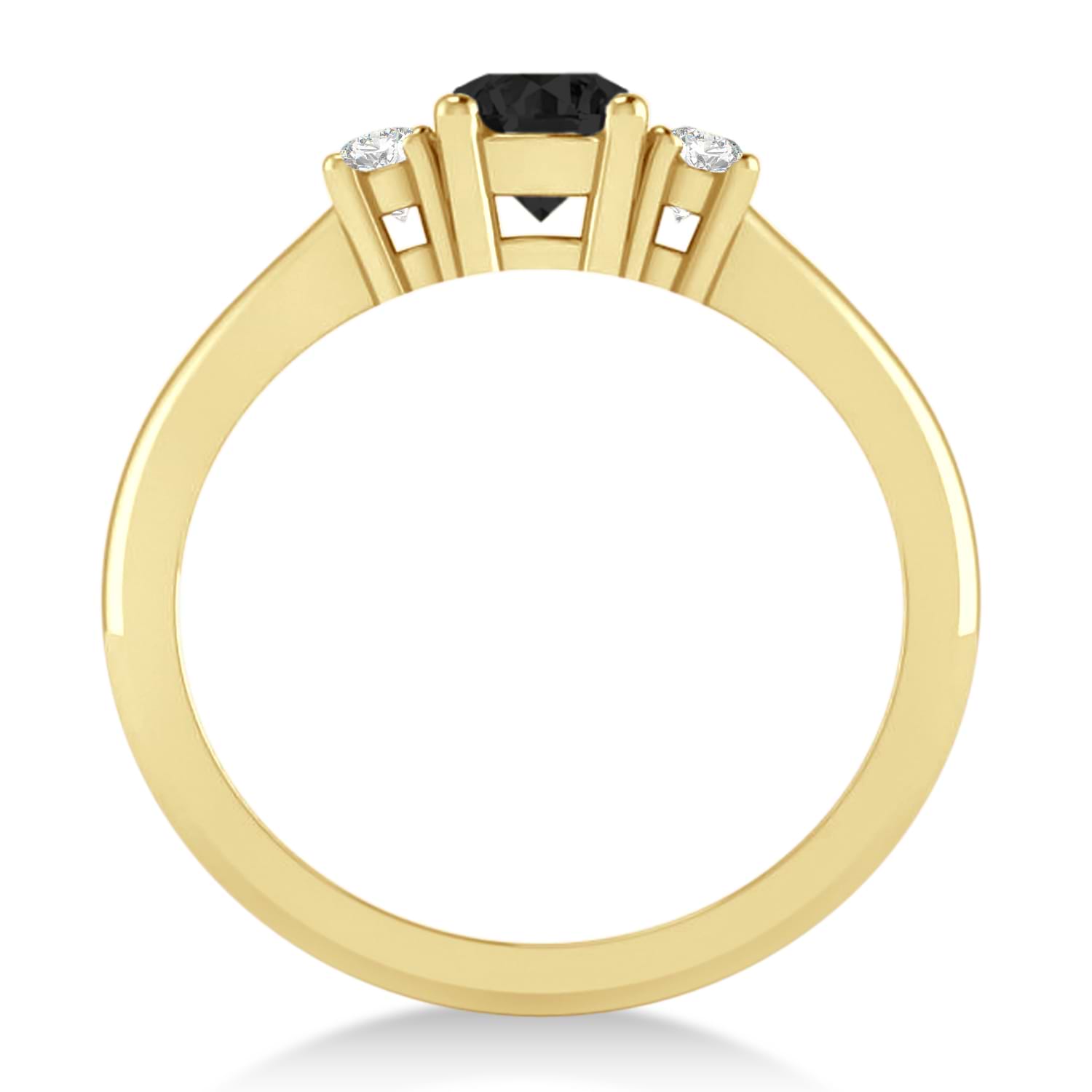 Round Black & White Diamond Three-Stone Engagement Ring 14k Yellow Gold (0.60ct)