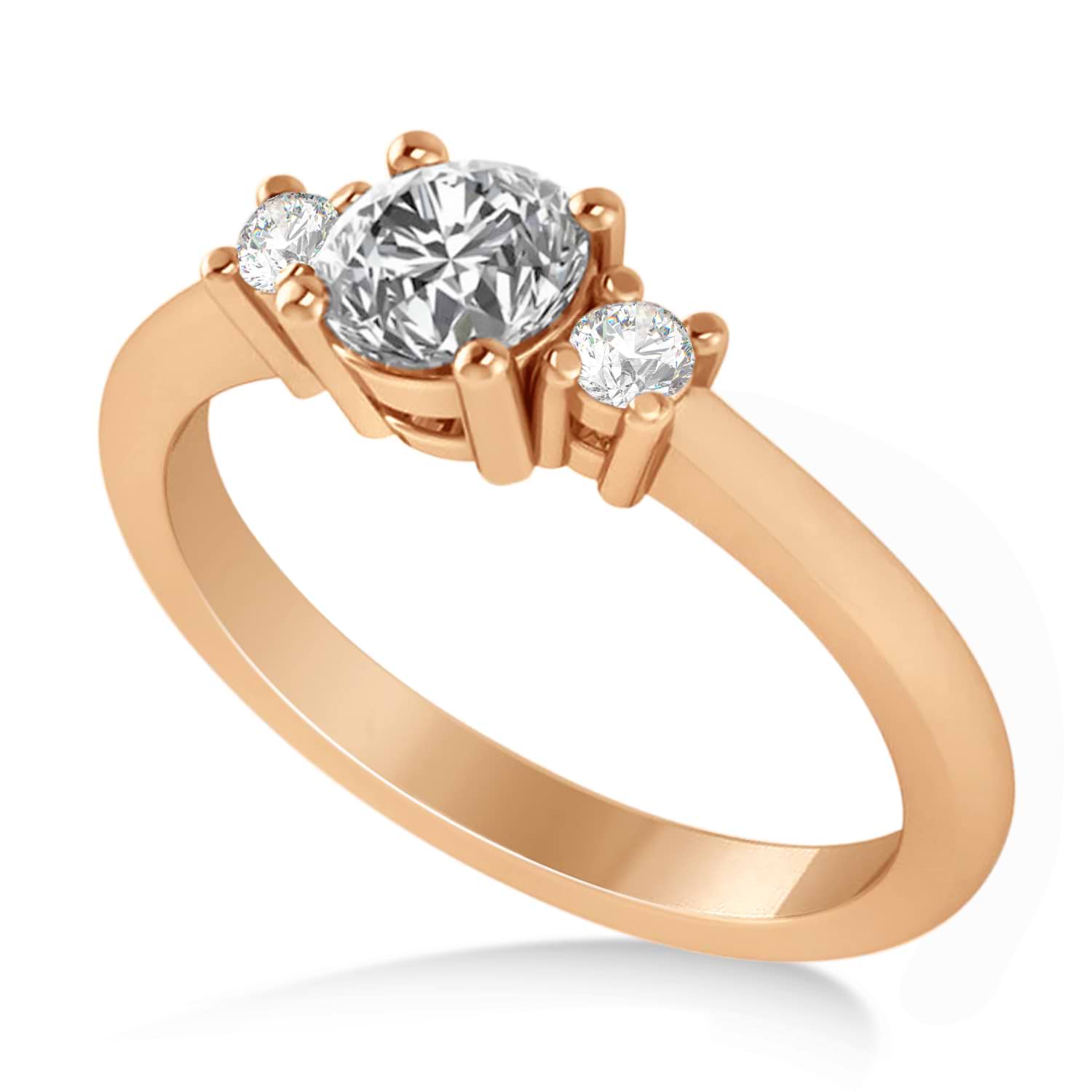 Round Lab Grown Diamond Three-Stone Engagement Ring 14k Rose Gold (0.60ct)