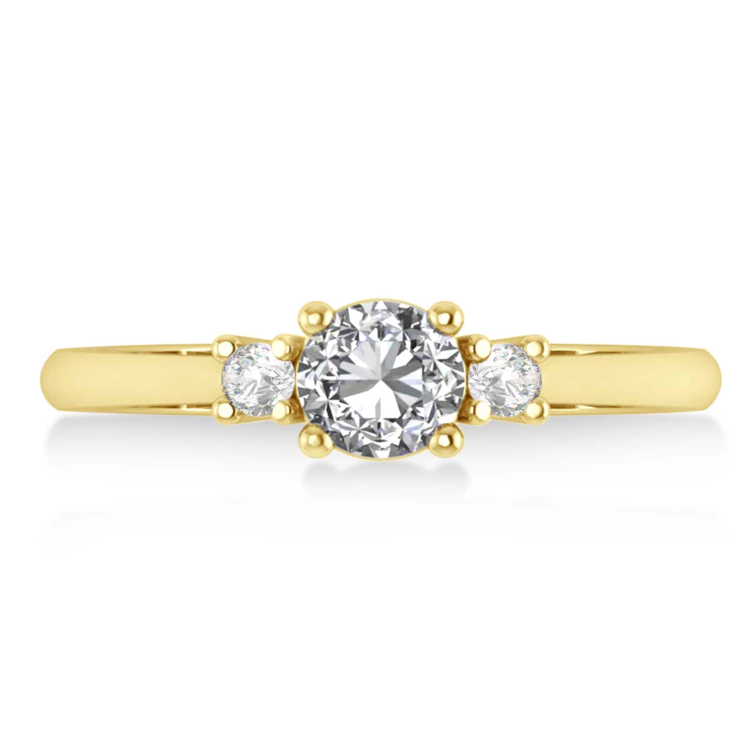 Round Lab Grown Diamond Three-Stone Engagement Ring 14k Yellow Gold (0.60ct)