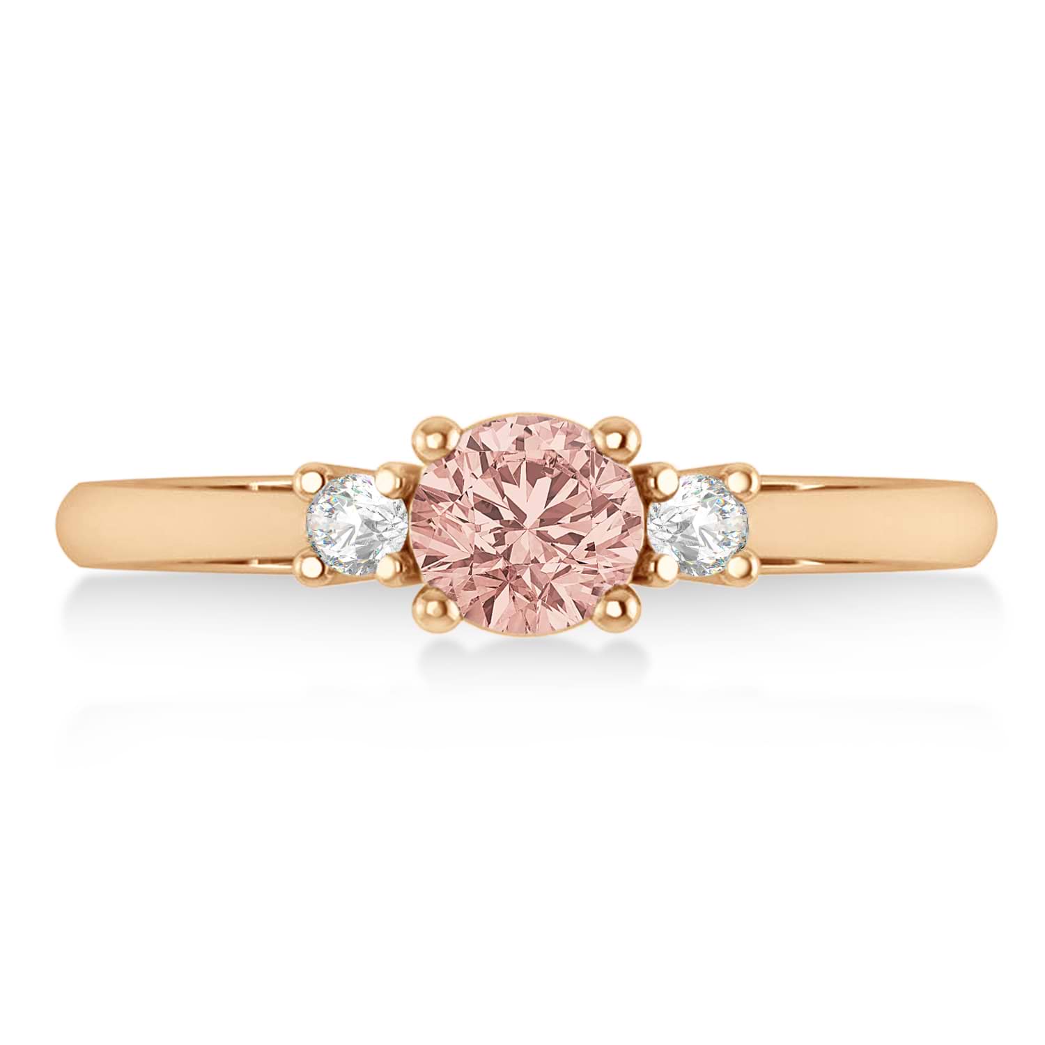 Round Morganite & Diamond Three-Stone Engagement Ring 14k Rose Gold (0.60ct)