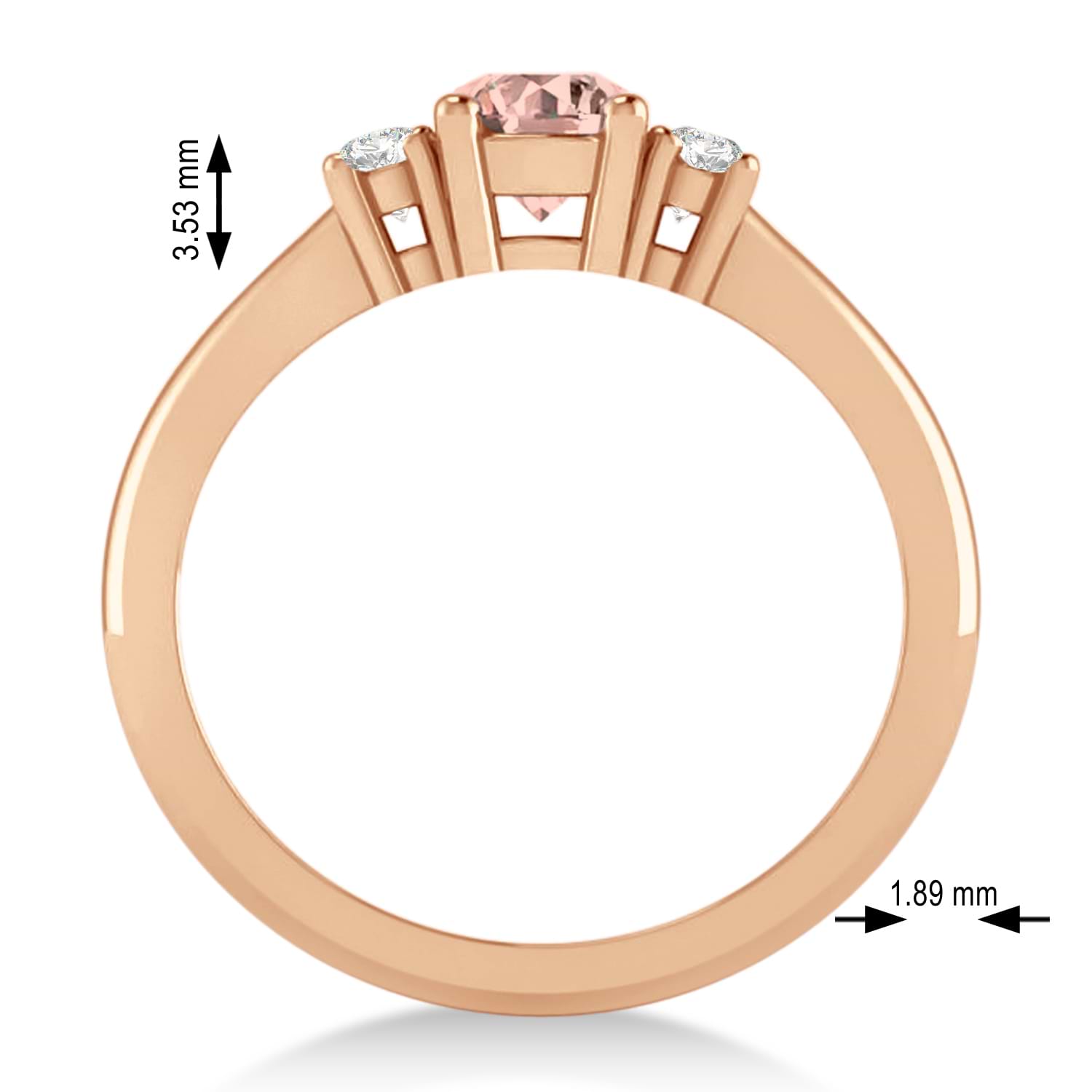 Round Morganite & Diamond Three-Stone Engagement Ring 14k Rose Gold (0.60ct)