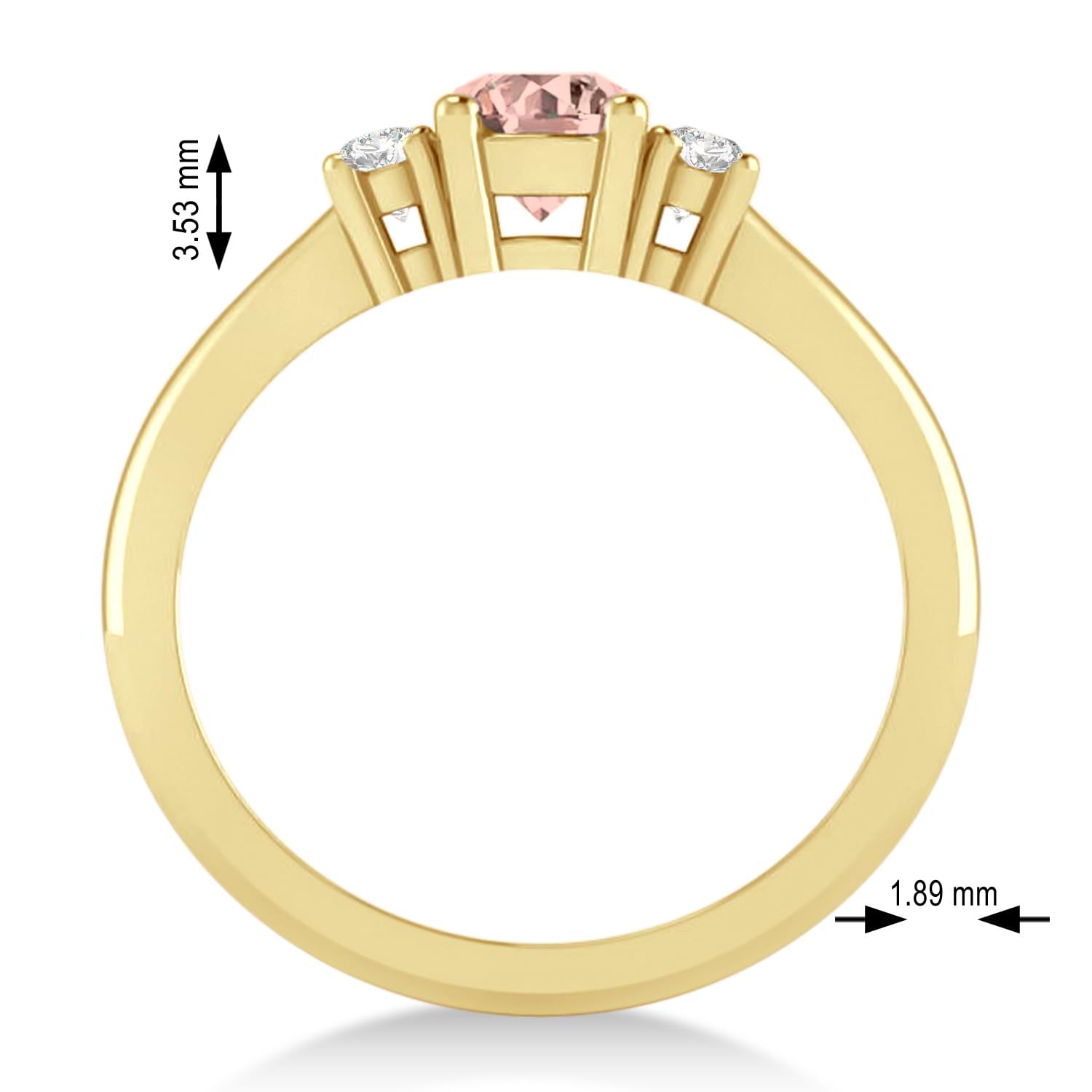 Round Morganite & Diamond Three-Stone Engagement Ring 14k Yellow Gold (0.60ct)